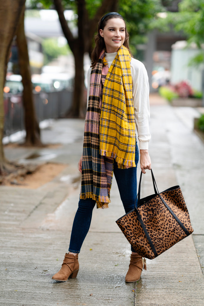 Striped Scarf + A Touch Of Leopard For Fall