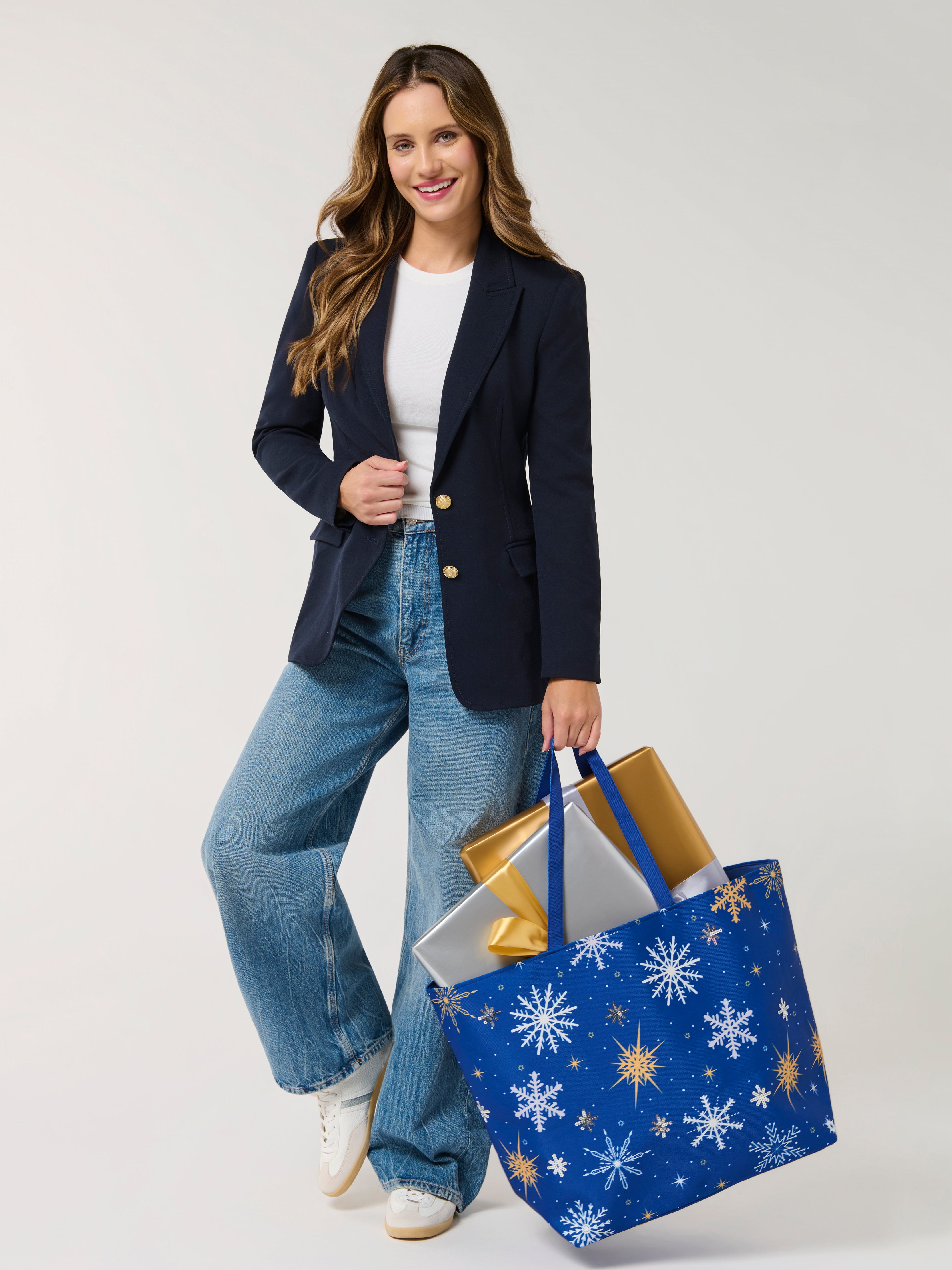 Shiraleah Winter Snowflake Gifting Tote, Blue