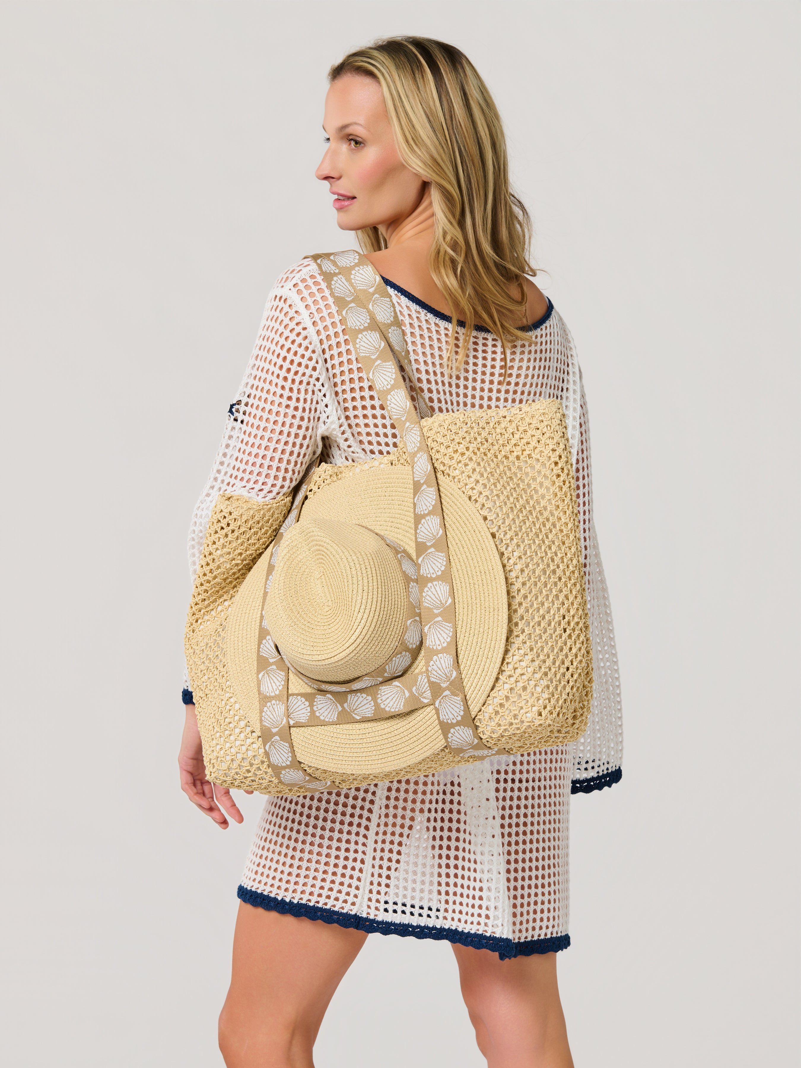 Shiraleah Shelly Tote and Hat Set, Tan