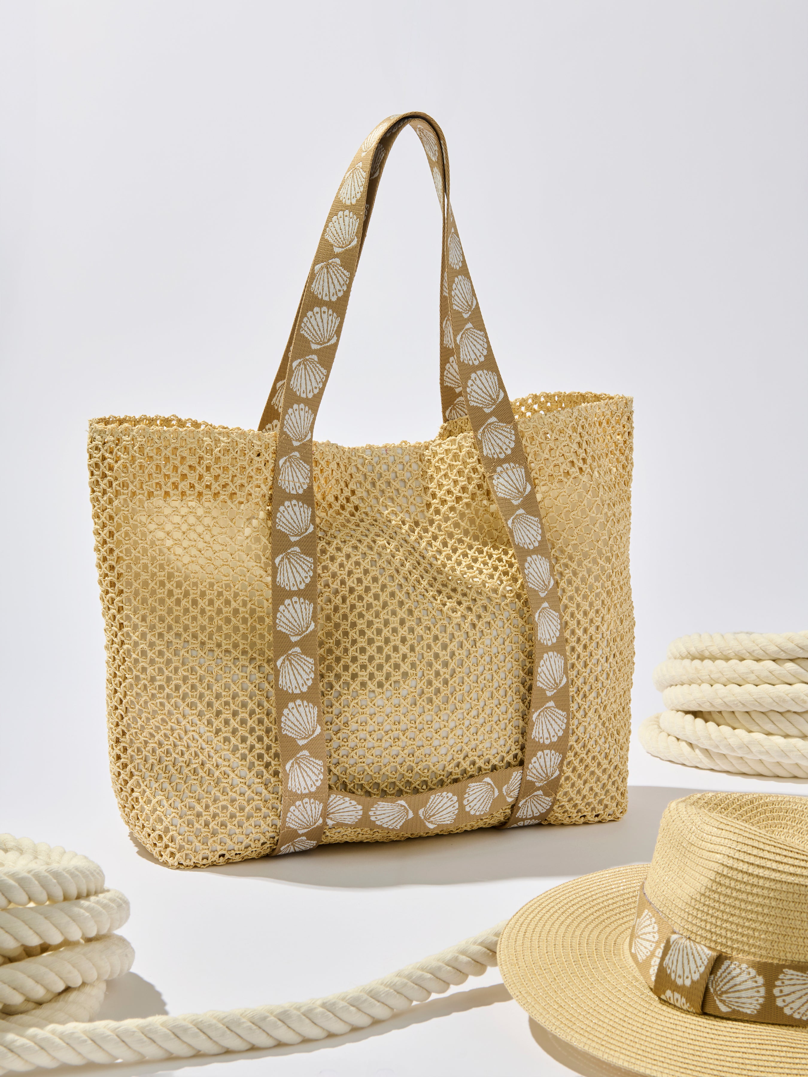 Shiraleah Shelly Tote and Hat Set, Tan