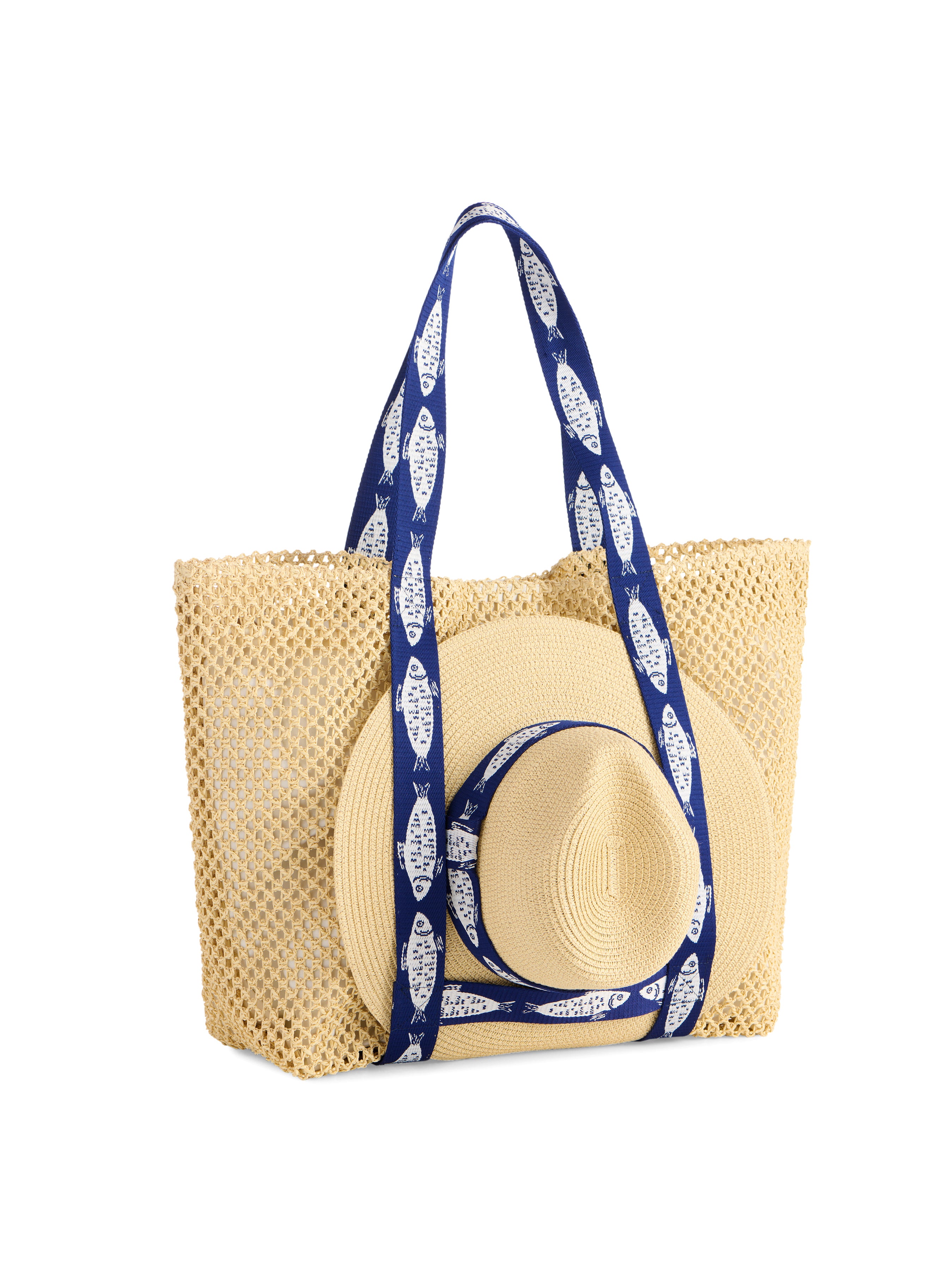 Shiraleah Fisher Tote and Hat Set, Navy
