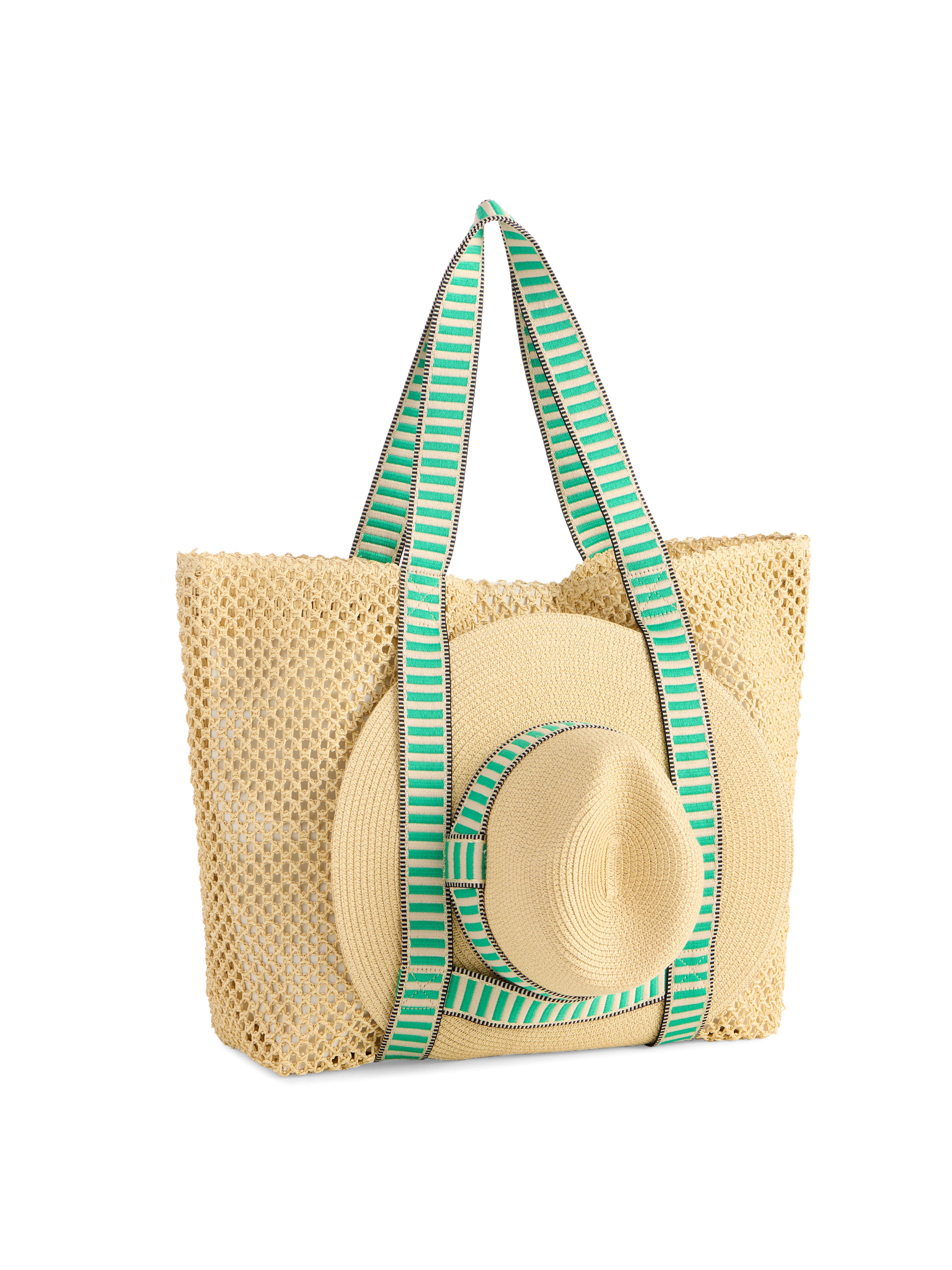 Shiraleah Dorian Tote and Hat Set GREEN