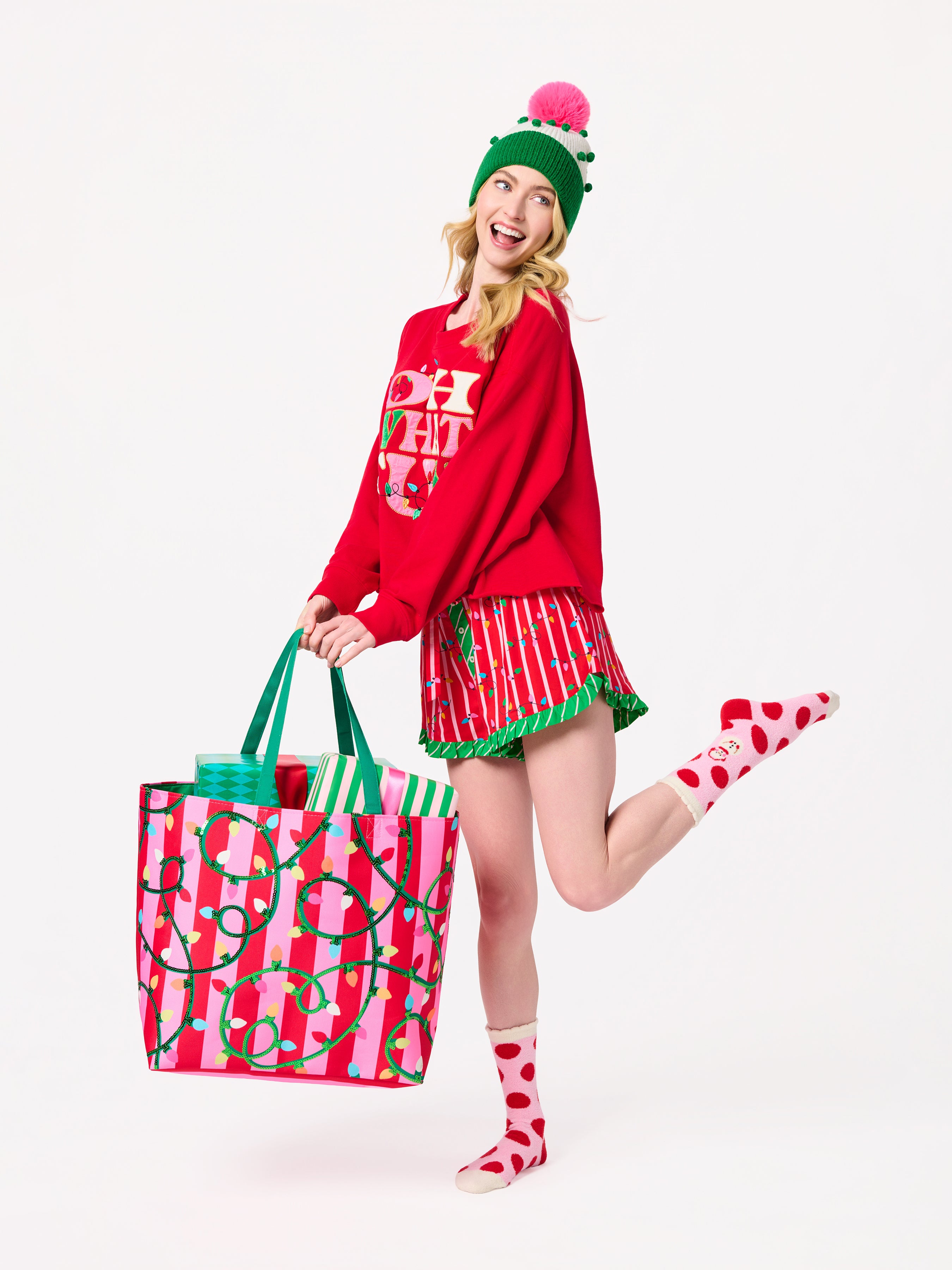 Shiraleah String Lights Gifting Tote, Multi