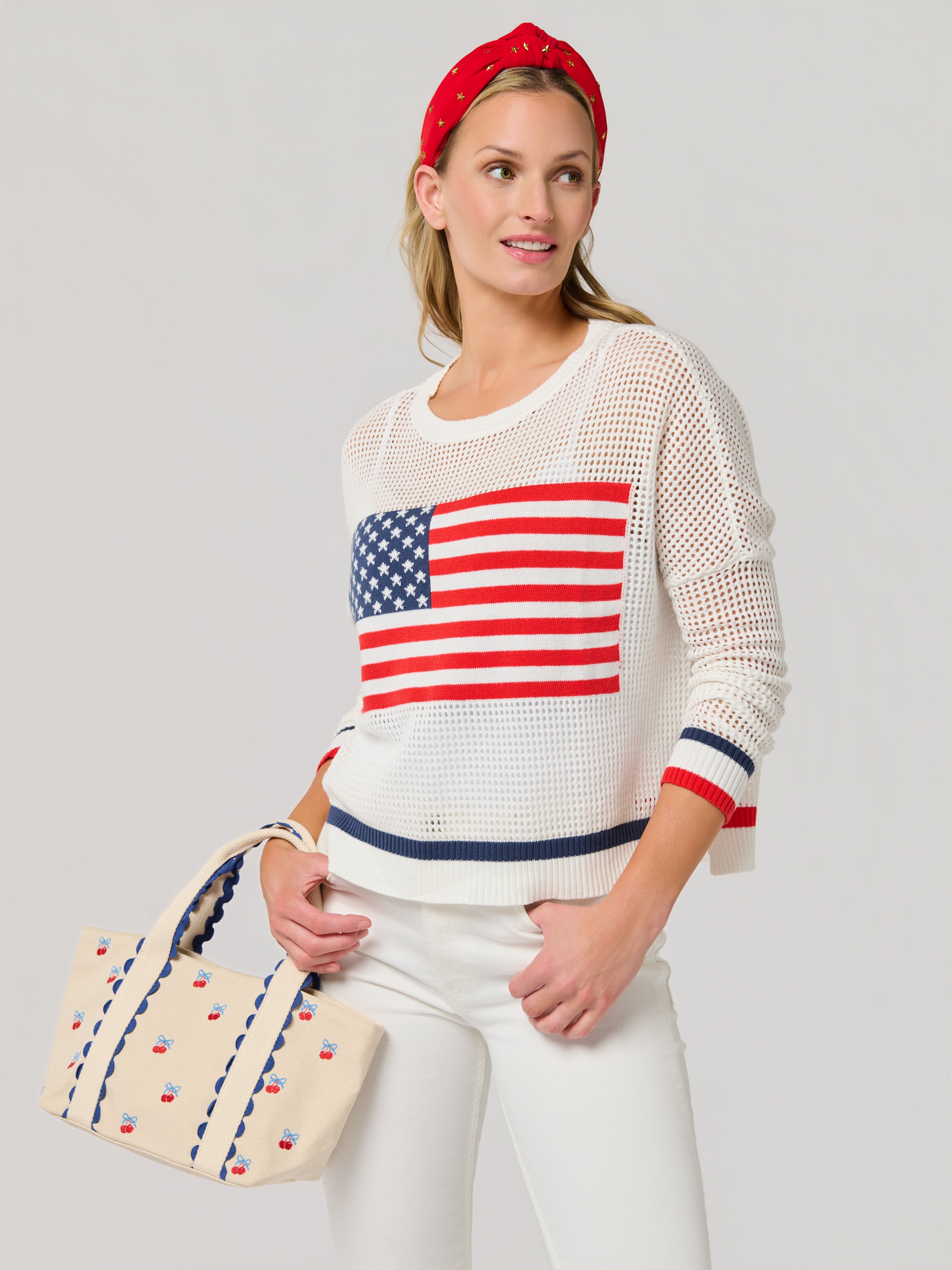 Shiraleah Cherry Icons Mini Tote, Natural