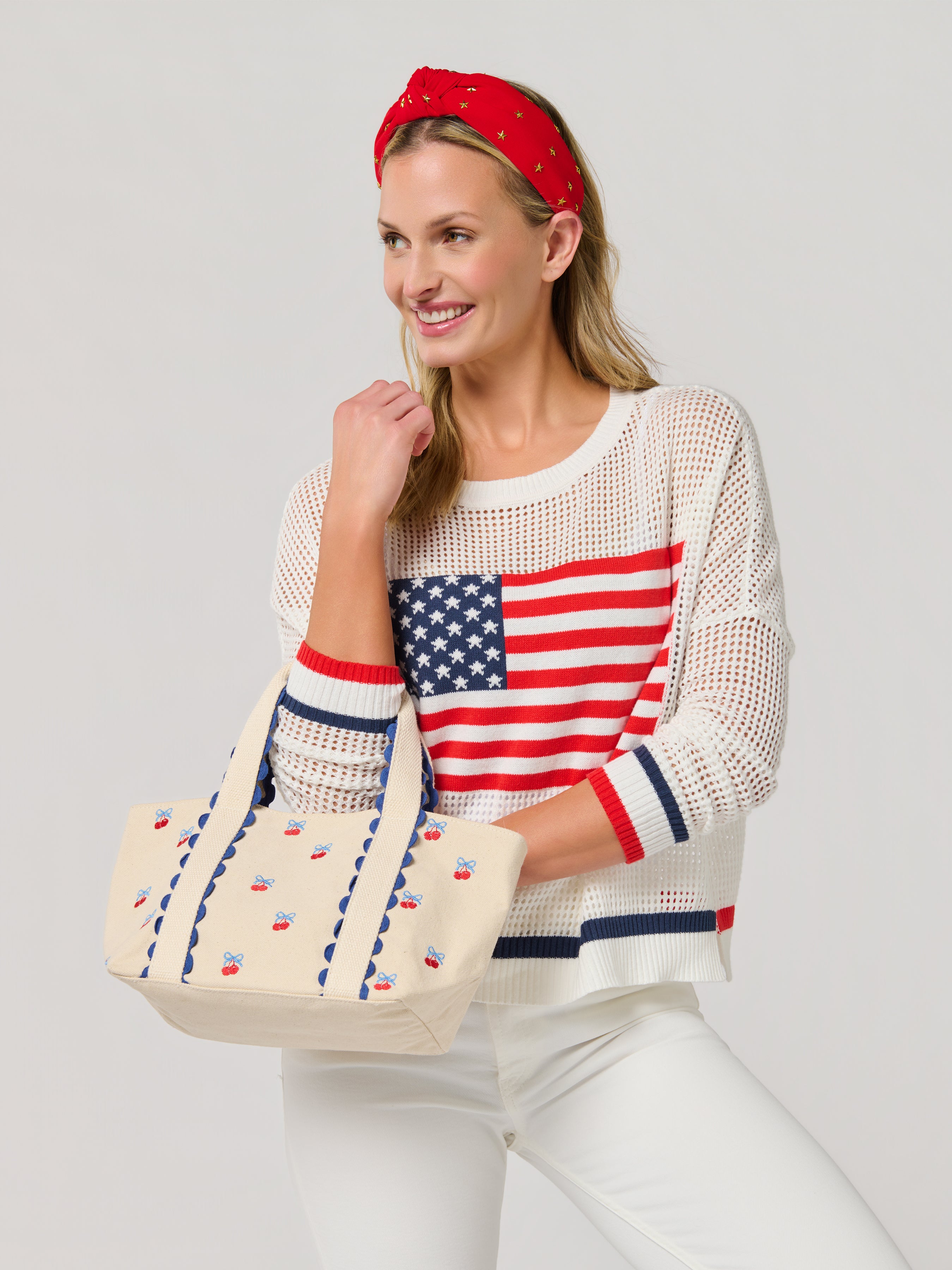 Shiraleah Cherry Icons Mini Tote, Natural