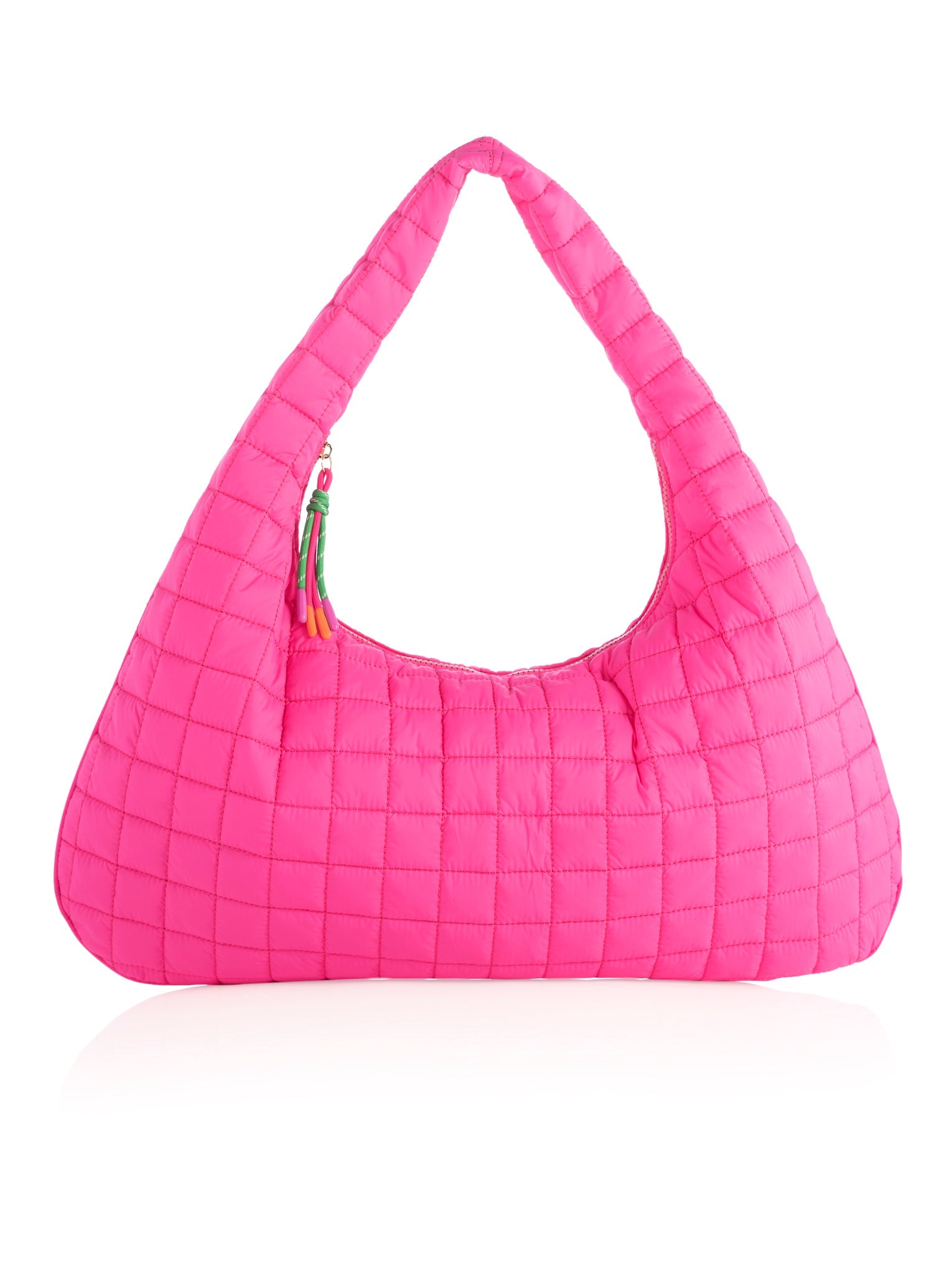 Shiraleah Ezra Quilted Nylon Hobo MAGENTA