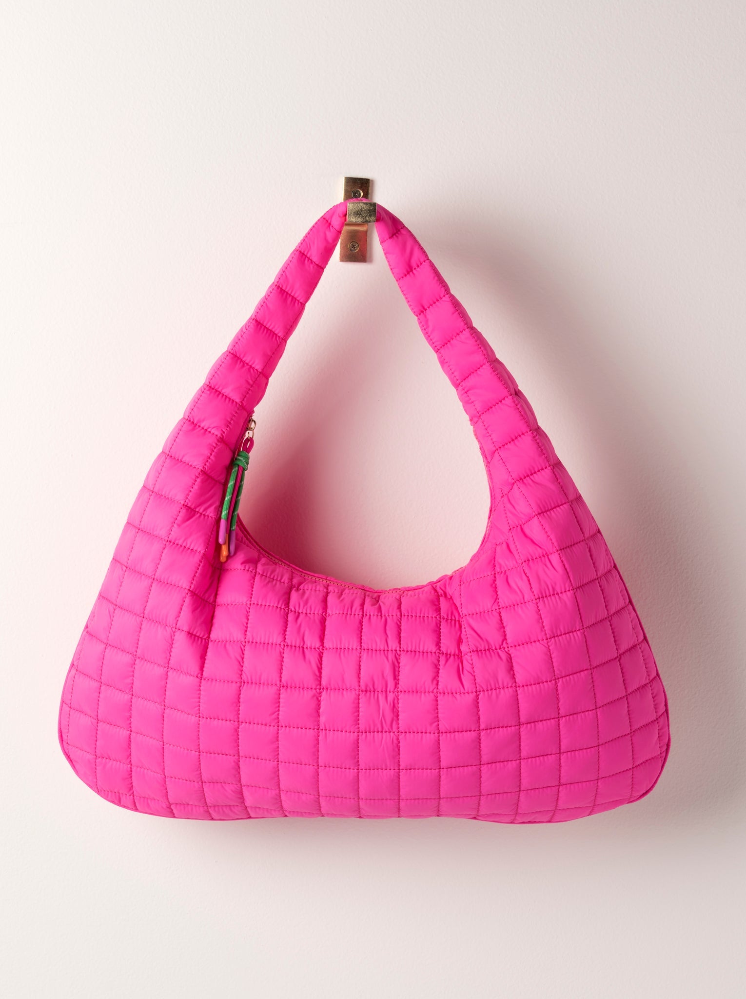 Shiraleah Ezra Quilted Nylon Hobo MAGENTA