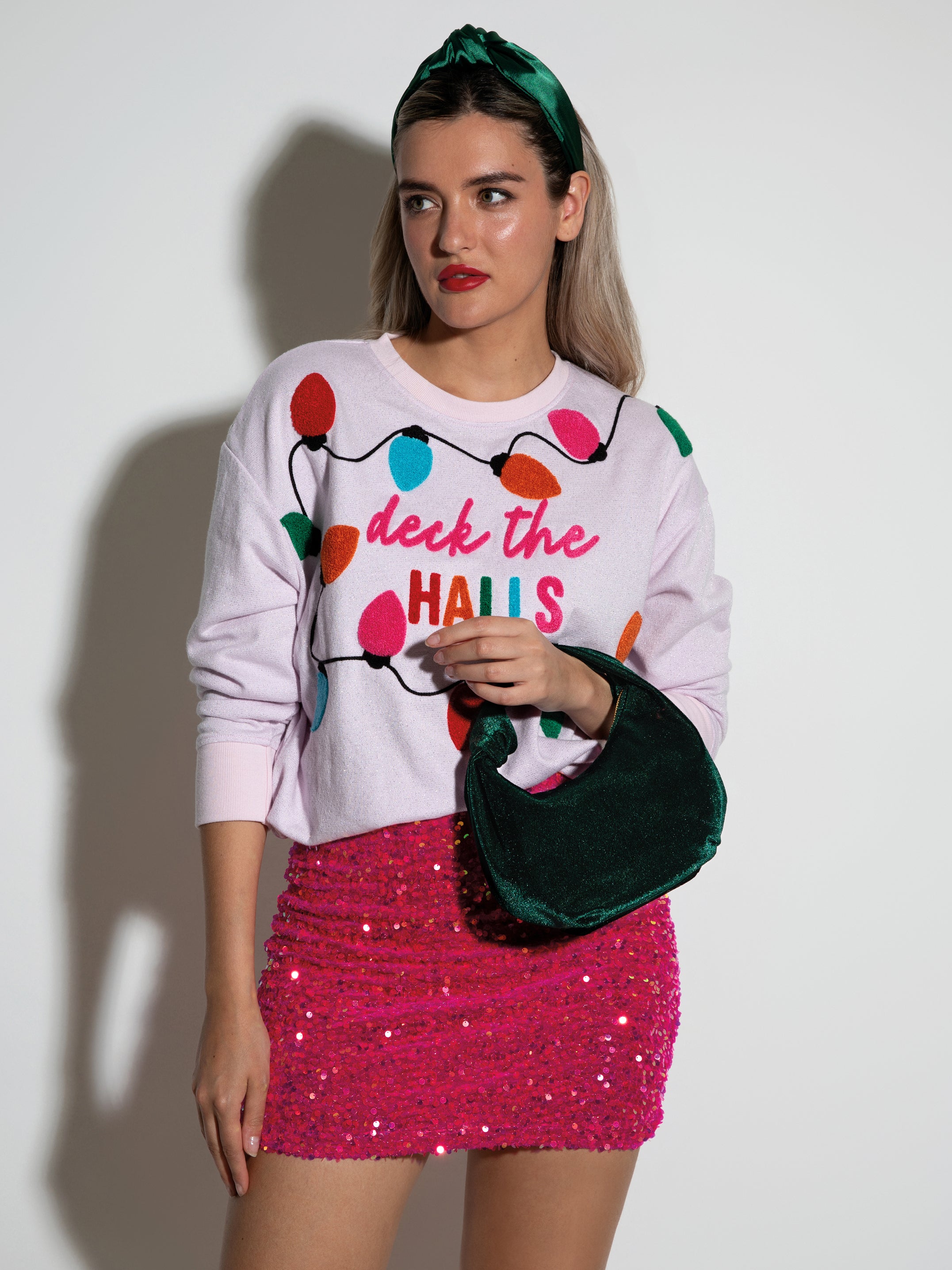 Shiraleah "Deck The Halls" Classic Sweatshirt, Blush