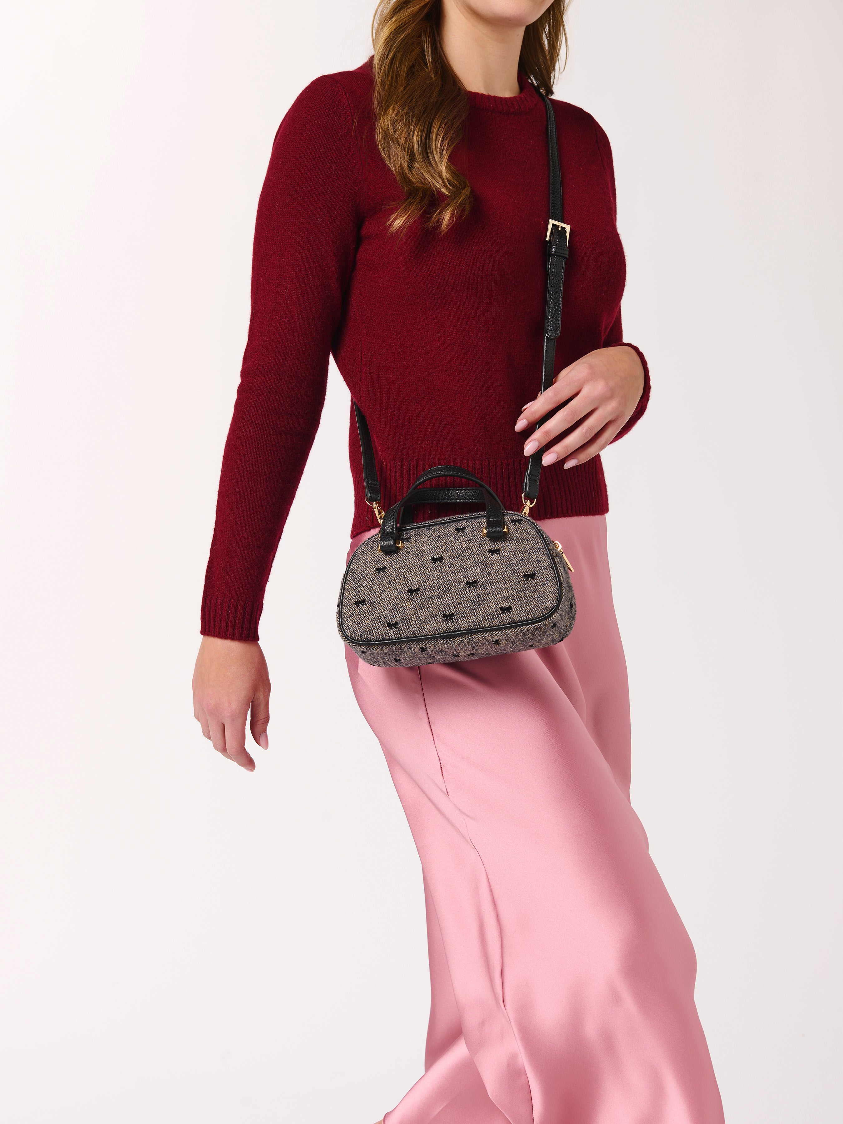 Shiraleah Vallerie Tweed Mini Top Handle Bag GREY