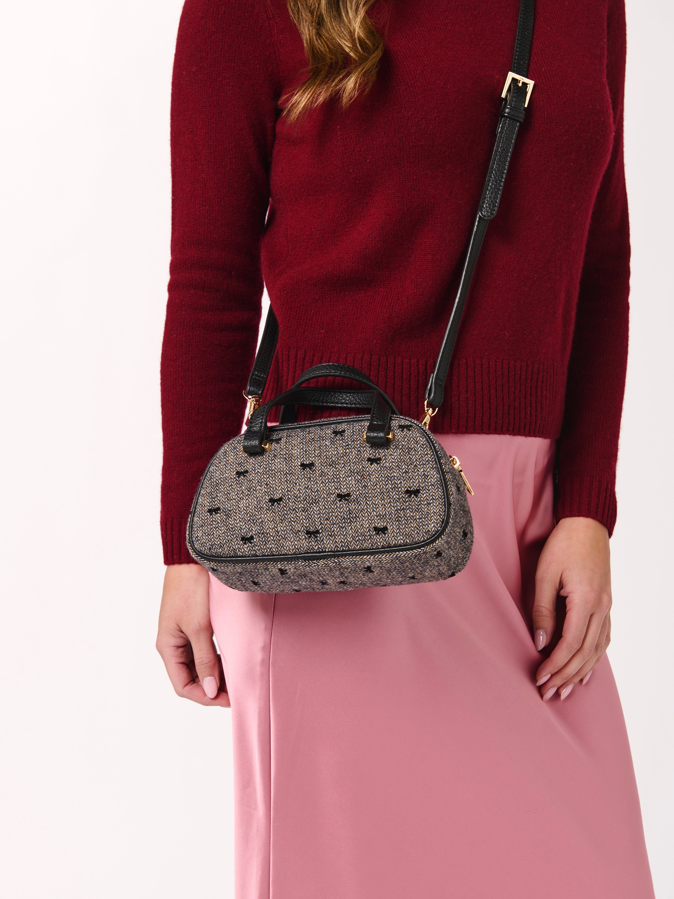 Shiraleah Vallerie Tweed Mini Top Handle Bag GREY