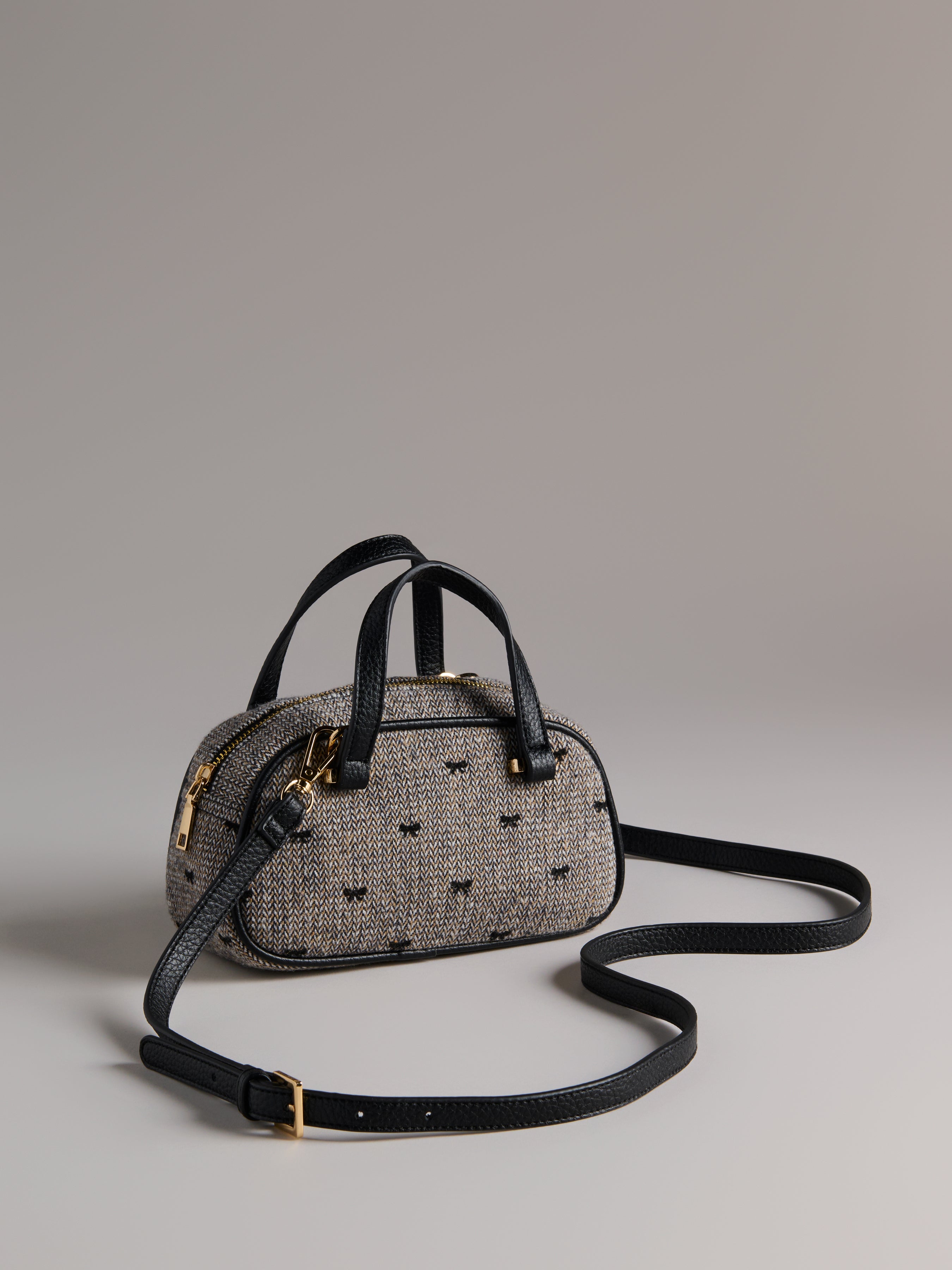Shiraleah Vallerie Tweed Mini Top Handle Bag GREY