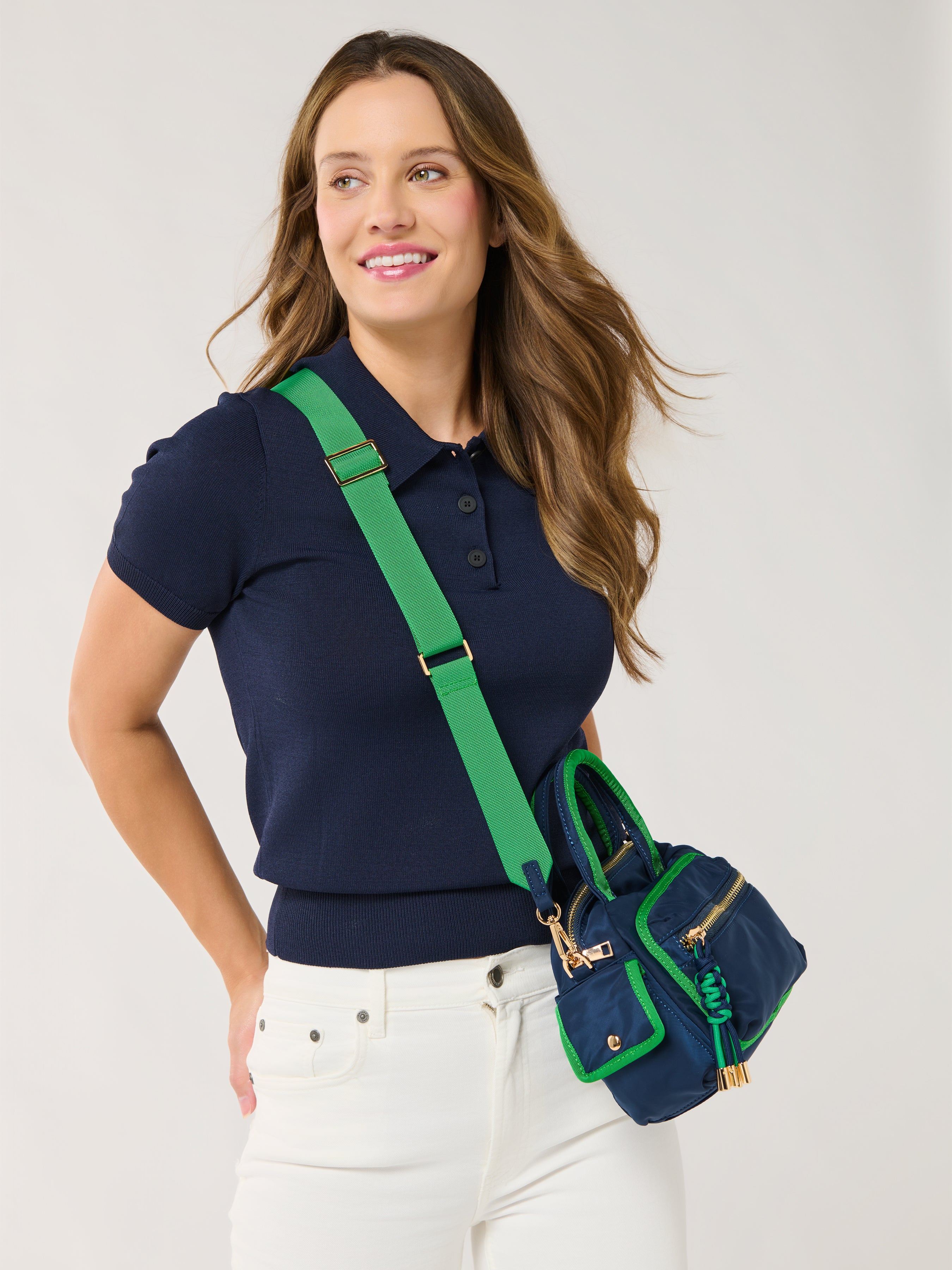 Shiraleah Jet Top Handle Shoulder Bag NAVY