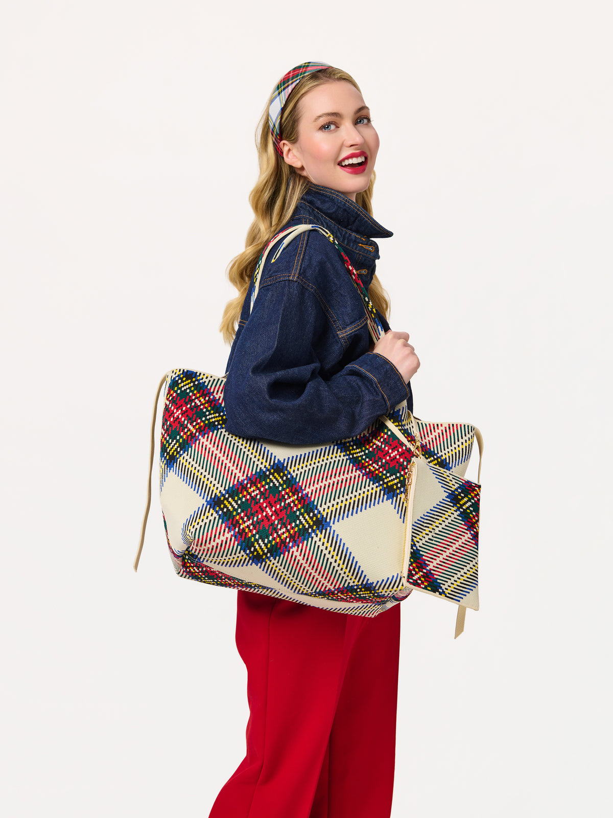 Shiraleah Robbie Plaid Tote IVORY / OS