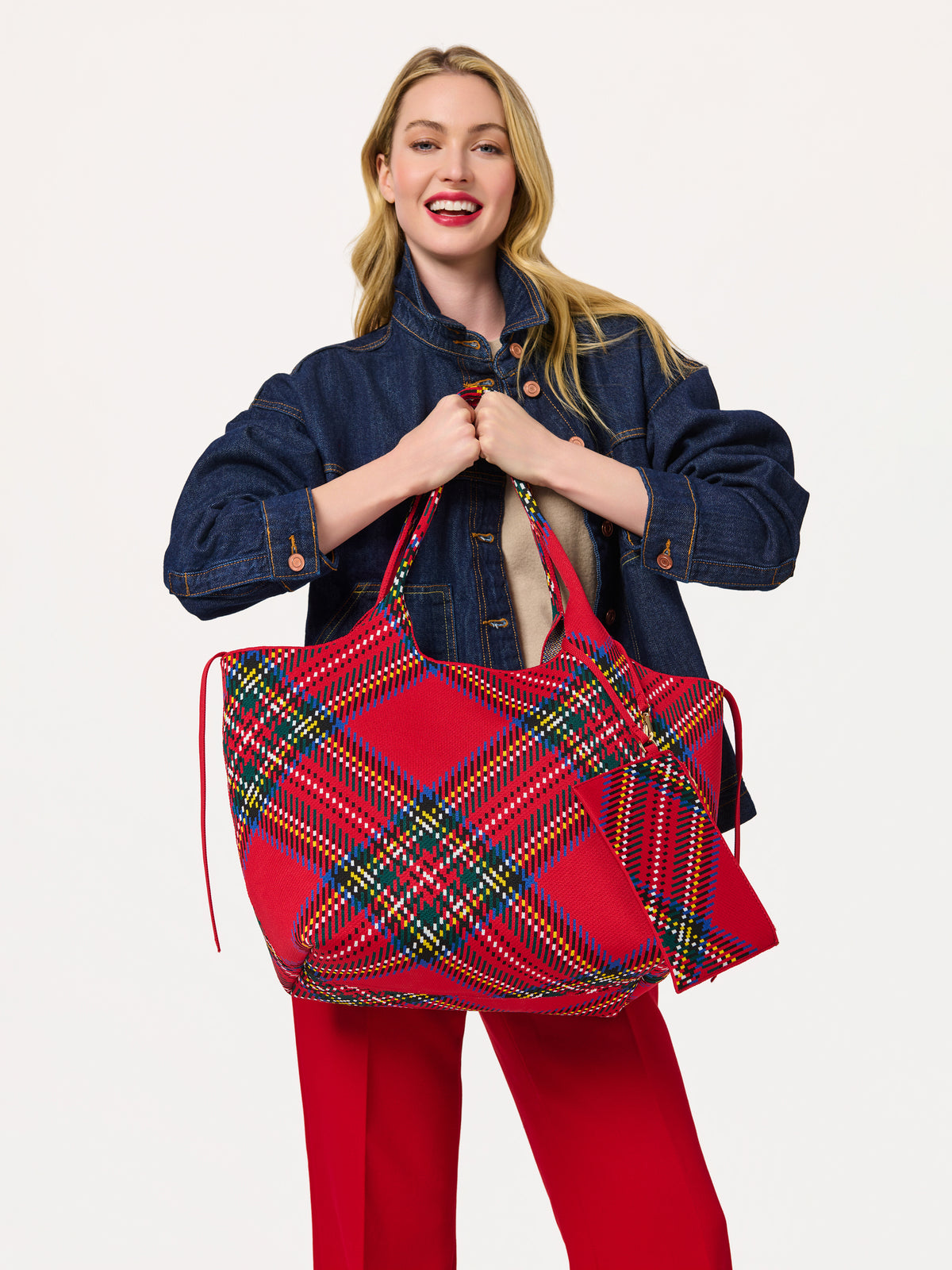 Shiraleah Robbie Plaid Tote RED / OS