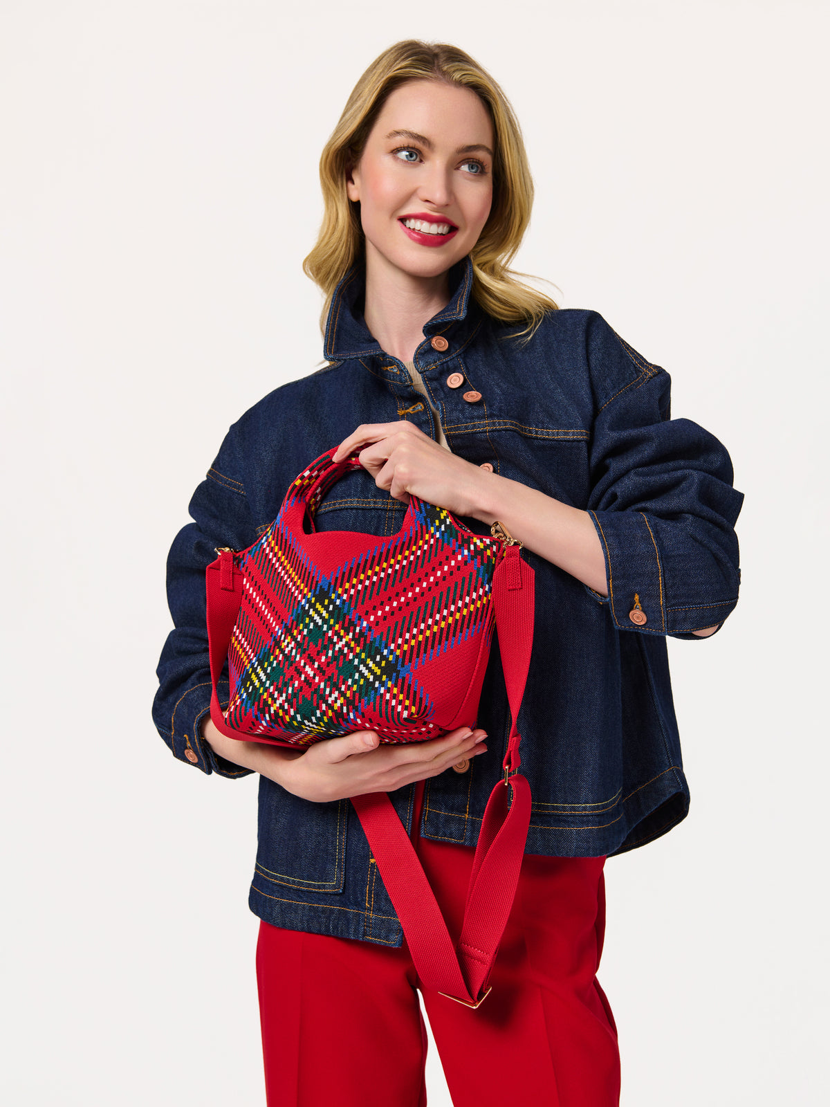 Shiraleah Robbie Plaid Mini Tote RED / OS