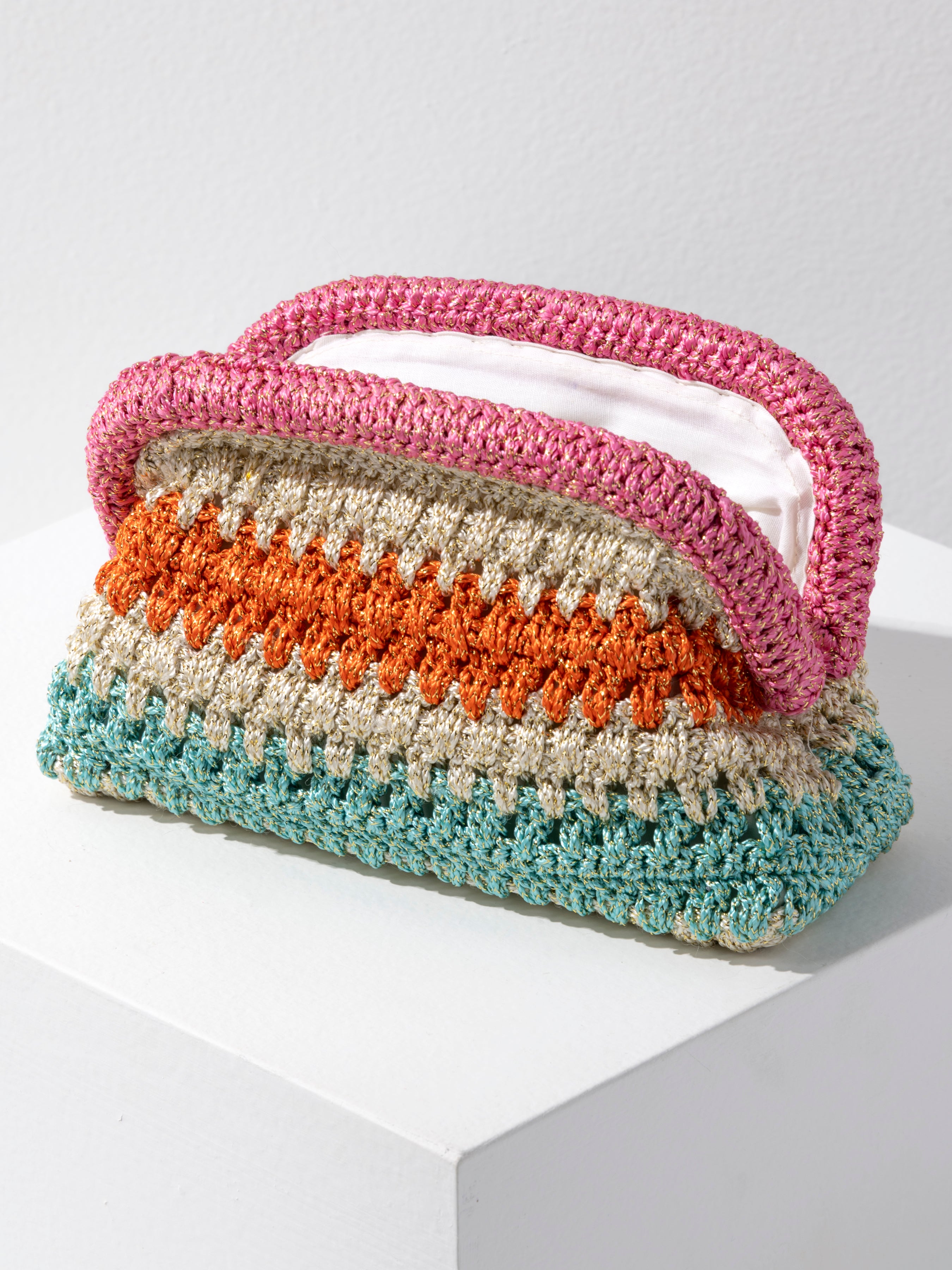 Shiraleah Luna Crochet Clutch MULTI