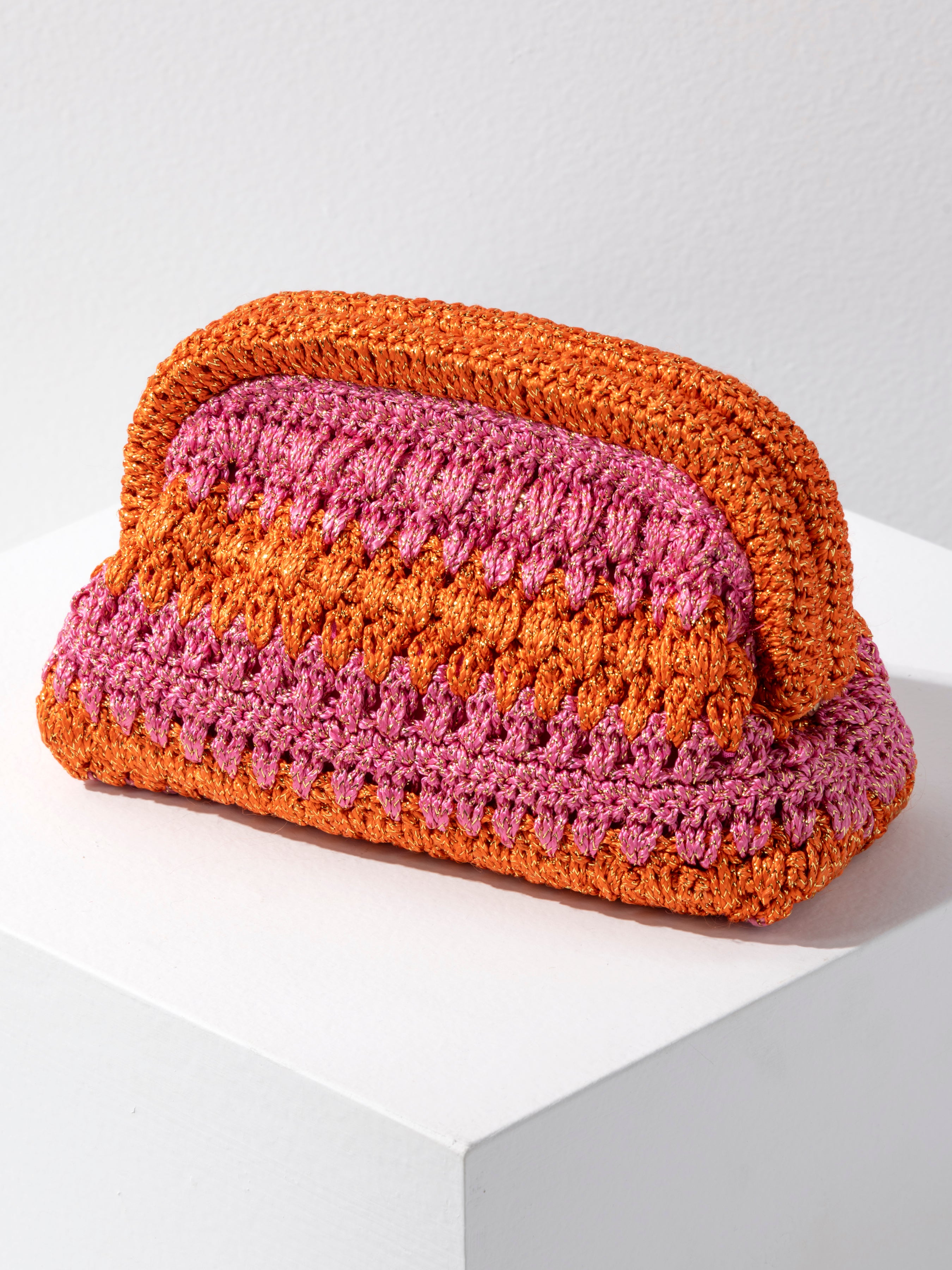 Shiraleah Luna Crochet Clutch ORANGE