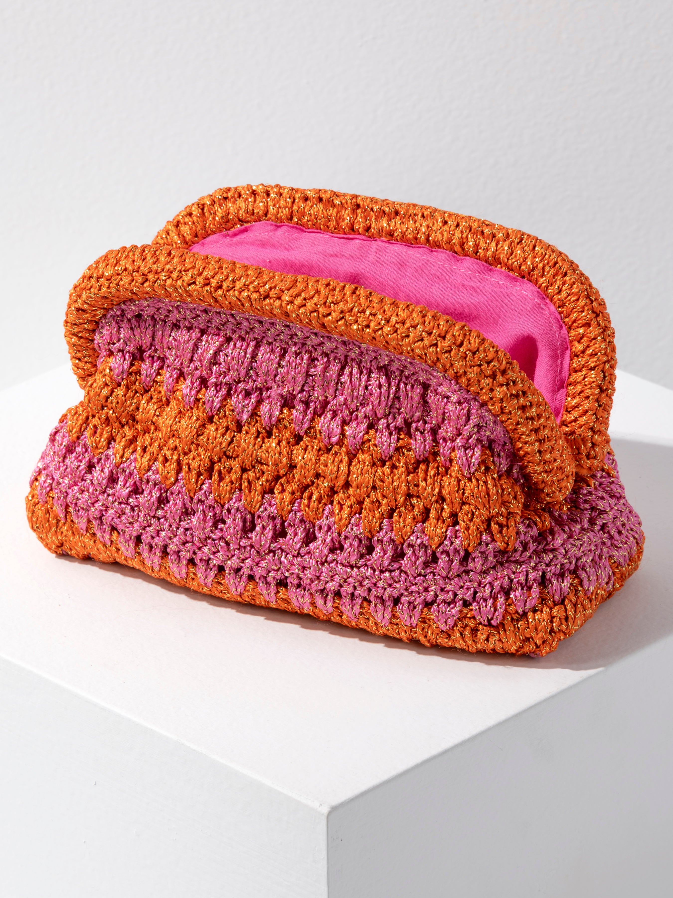 Shiraleah Luna Crochet Clutch ORANGE