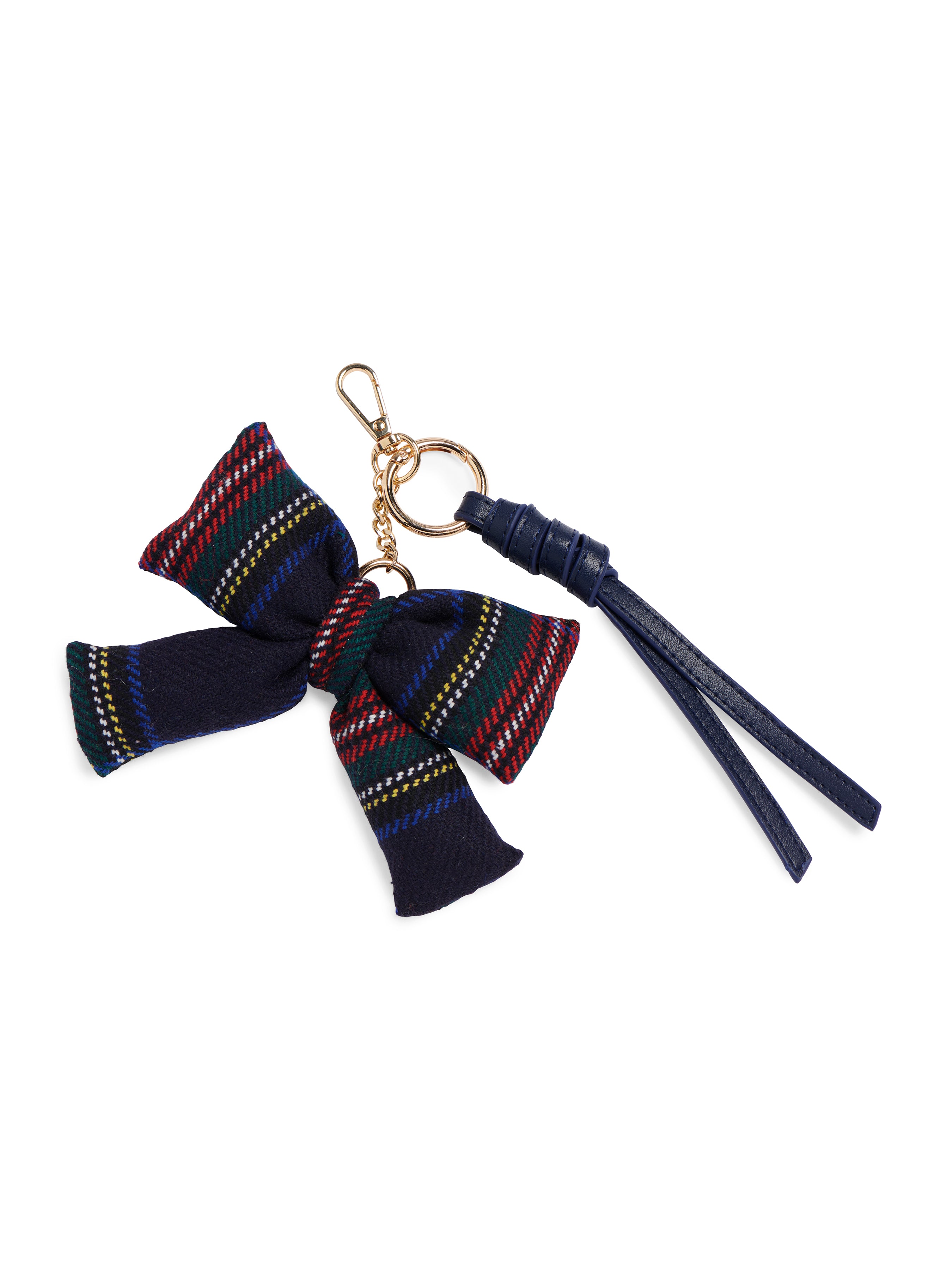 Shiraleah Plaid Bow Bag Charm/Key Ring NAVY