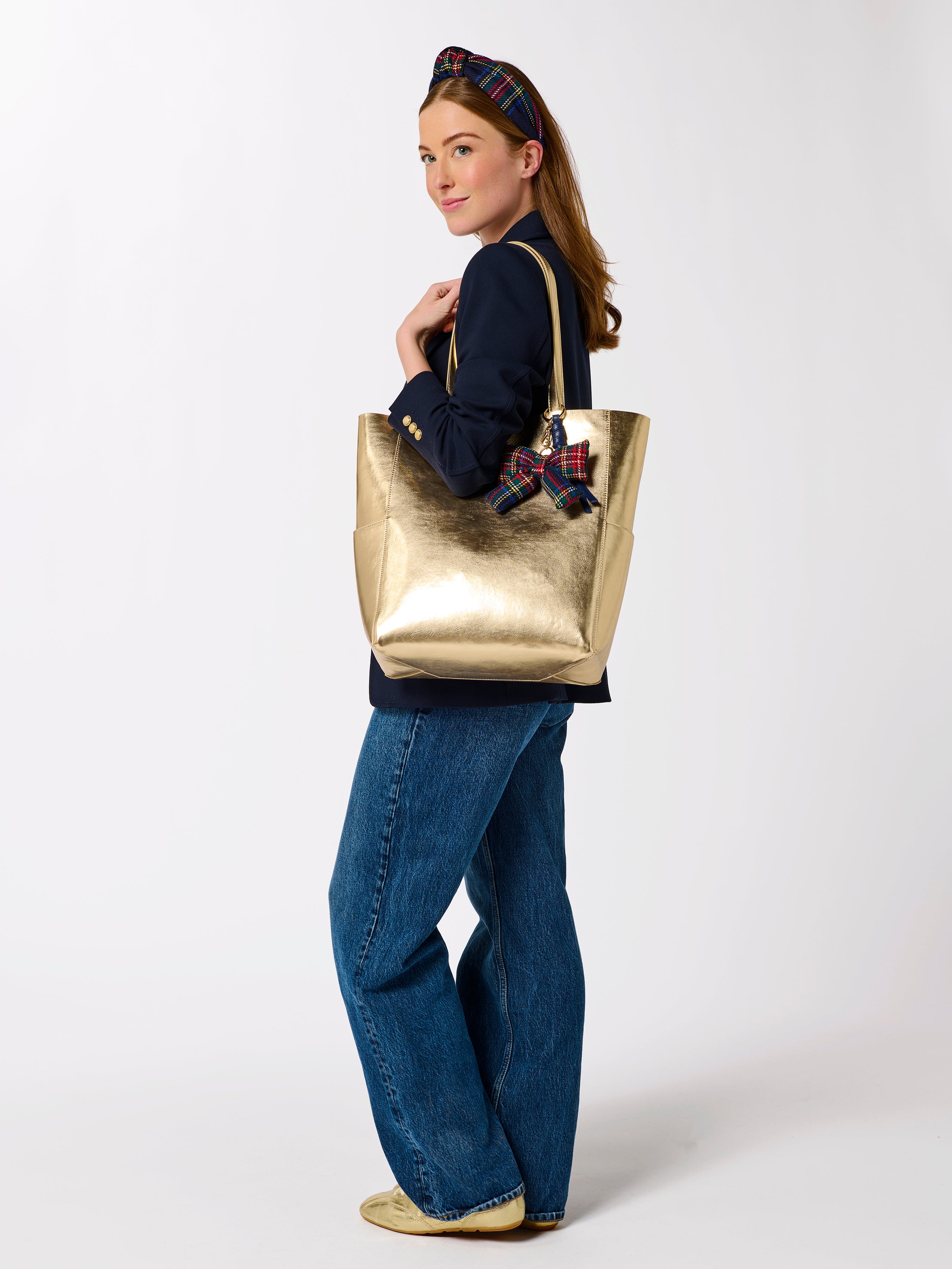 Shiraleah Plaid Bow Bag Charm/Key Ring NAVY