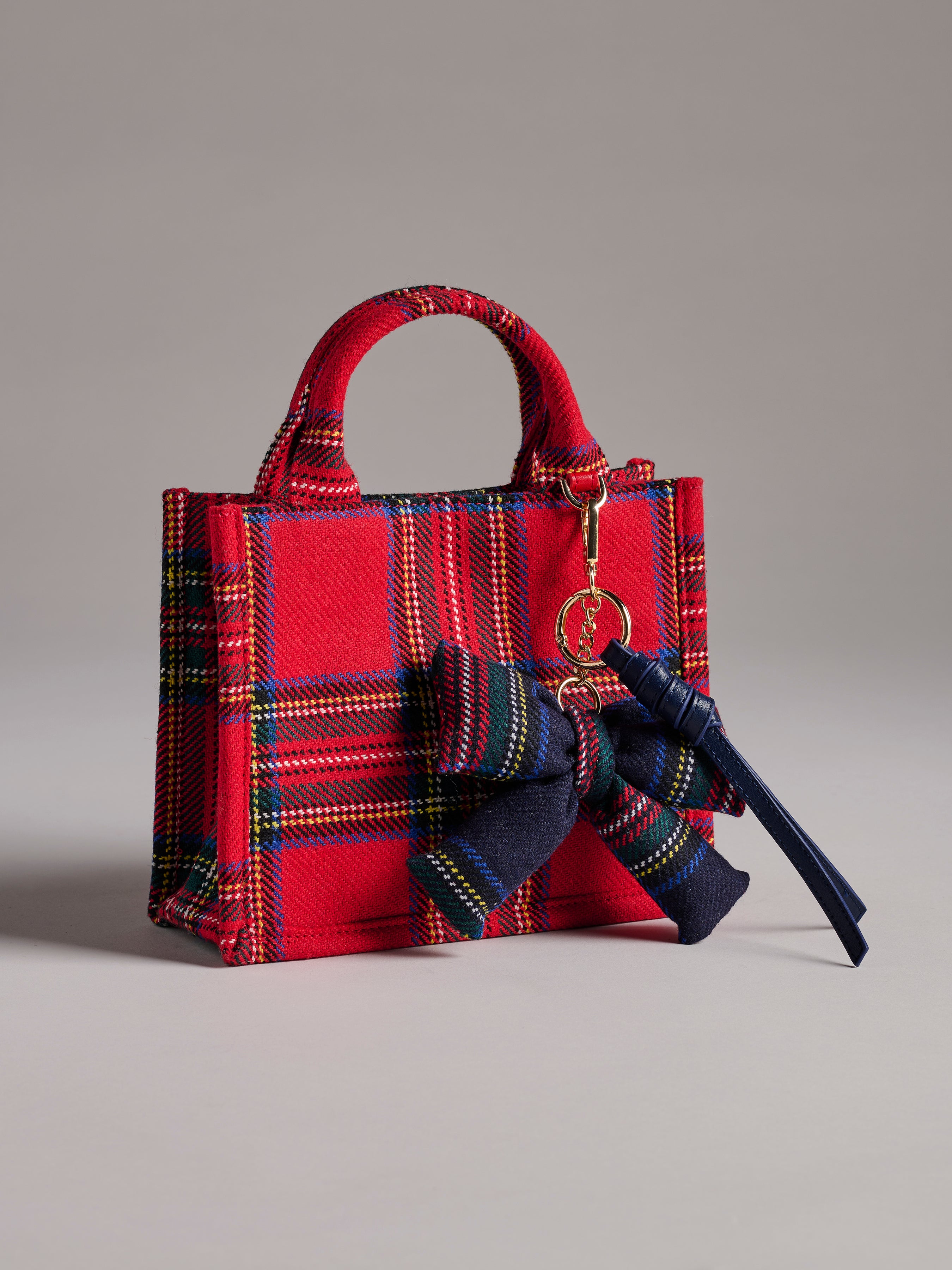 Shiraleah Plaid Bow Bag Charm/Key Ring NAVY