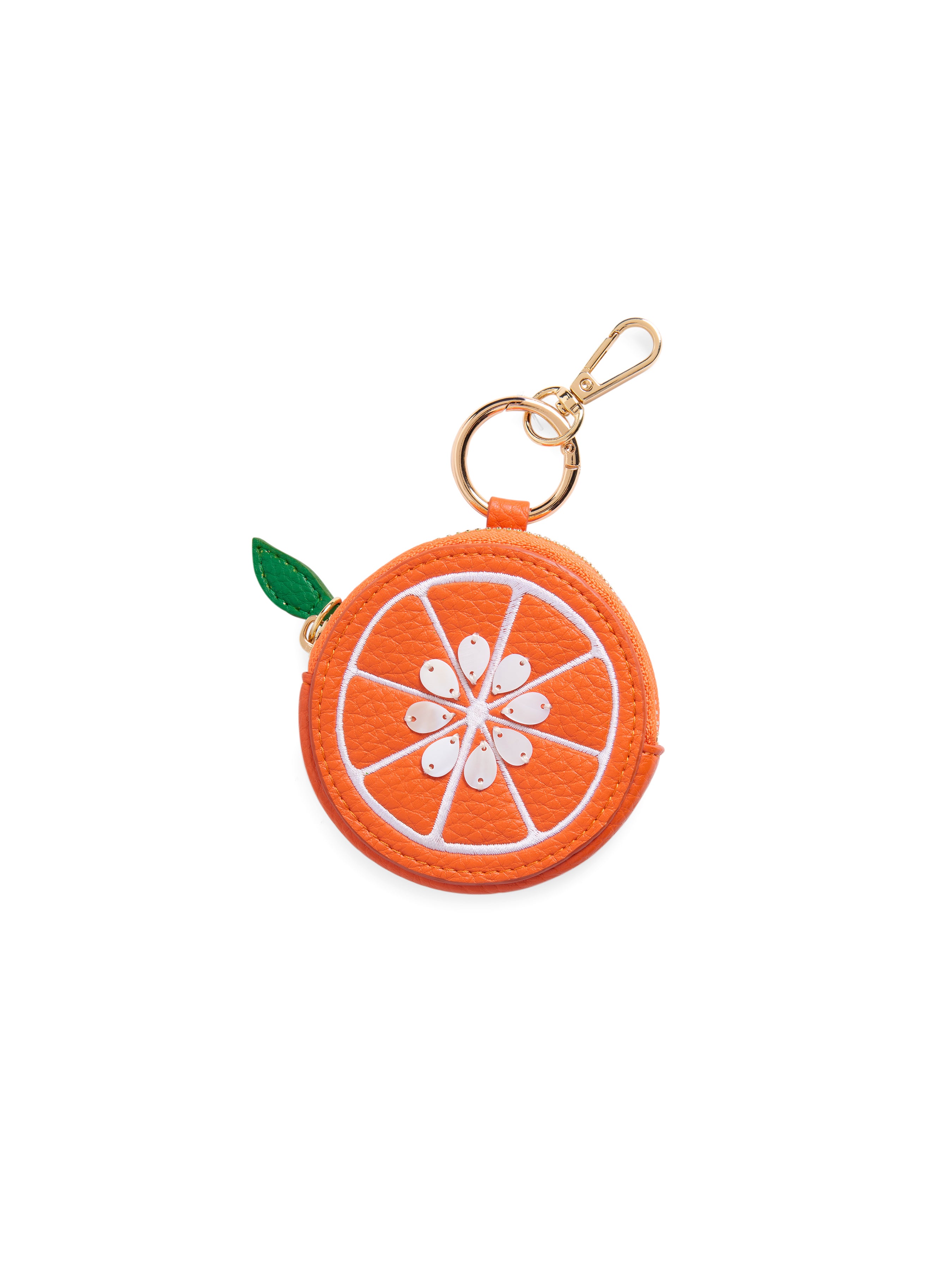 Shiraleah Orange Zip Pouch Charm/Key Ring, Orange