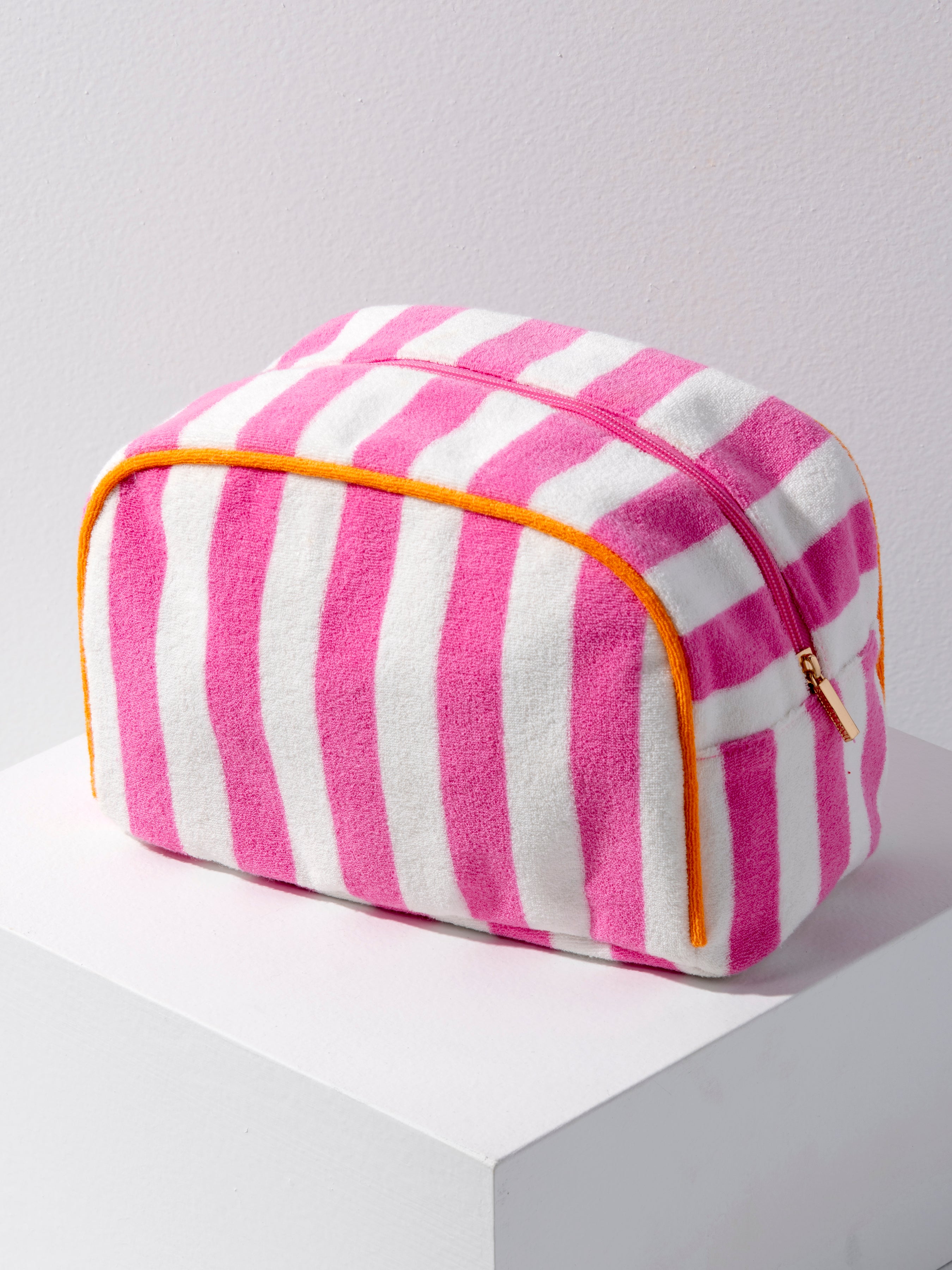 Shiraleah Cabana Large Stripe Zip Pouch PINK