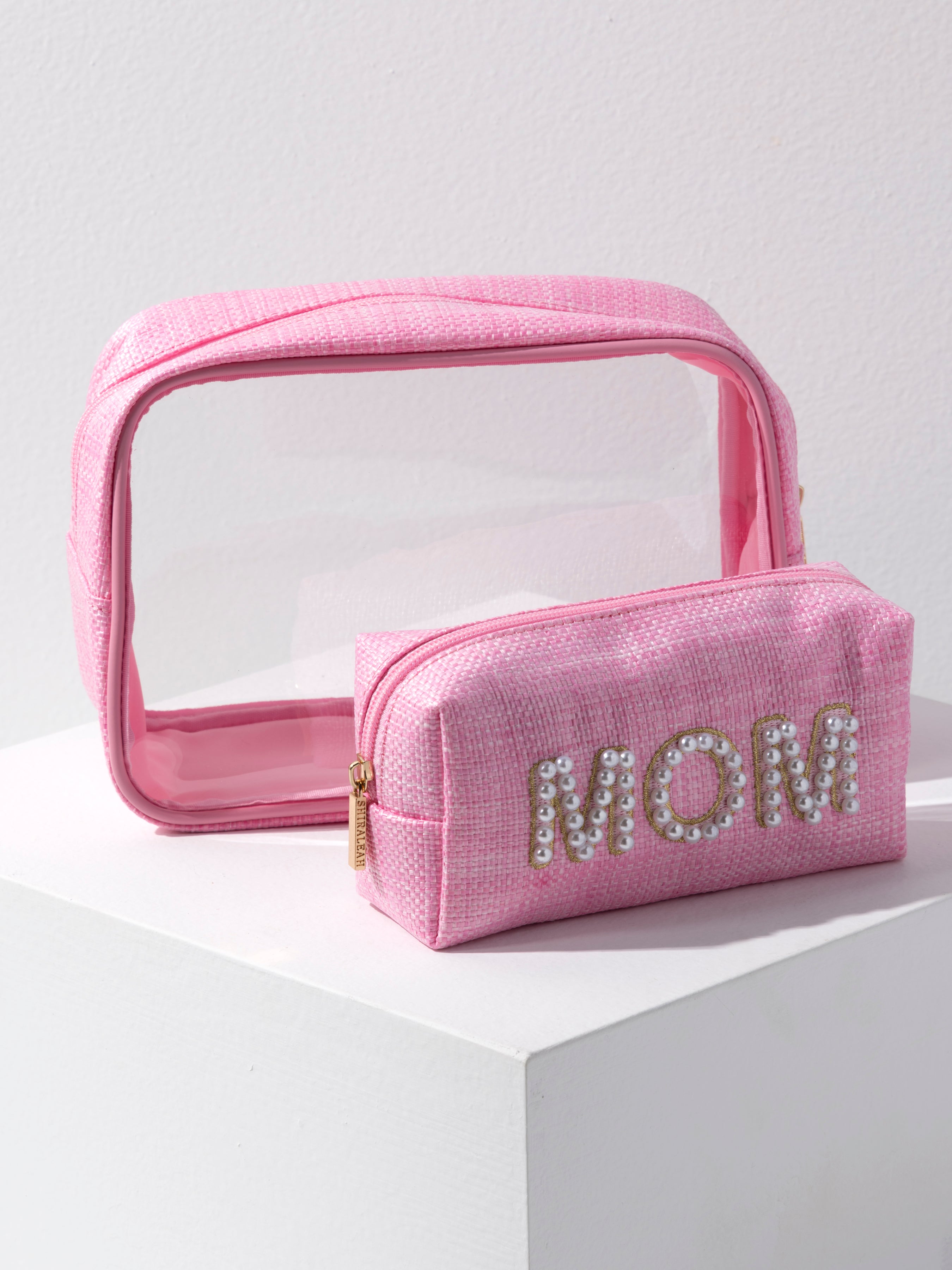 Shiraleah "Mom" Set Of 2 Cosmetic Cases, Pink