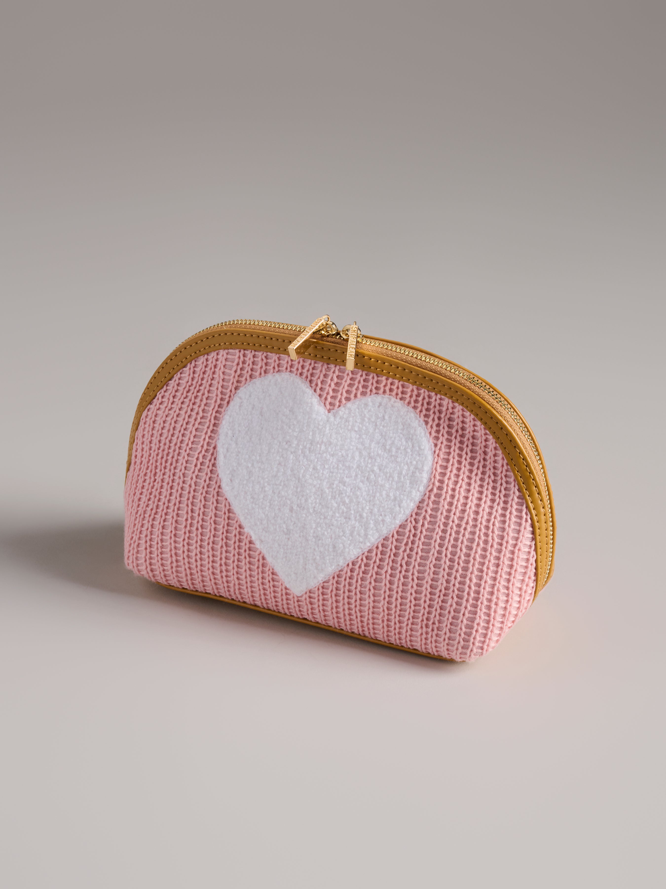 Shiraleah Heart Knit Zip Pouch, Blush