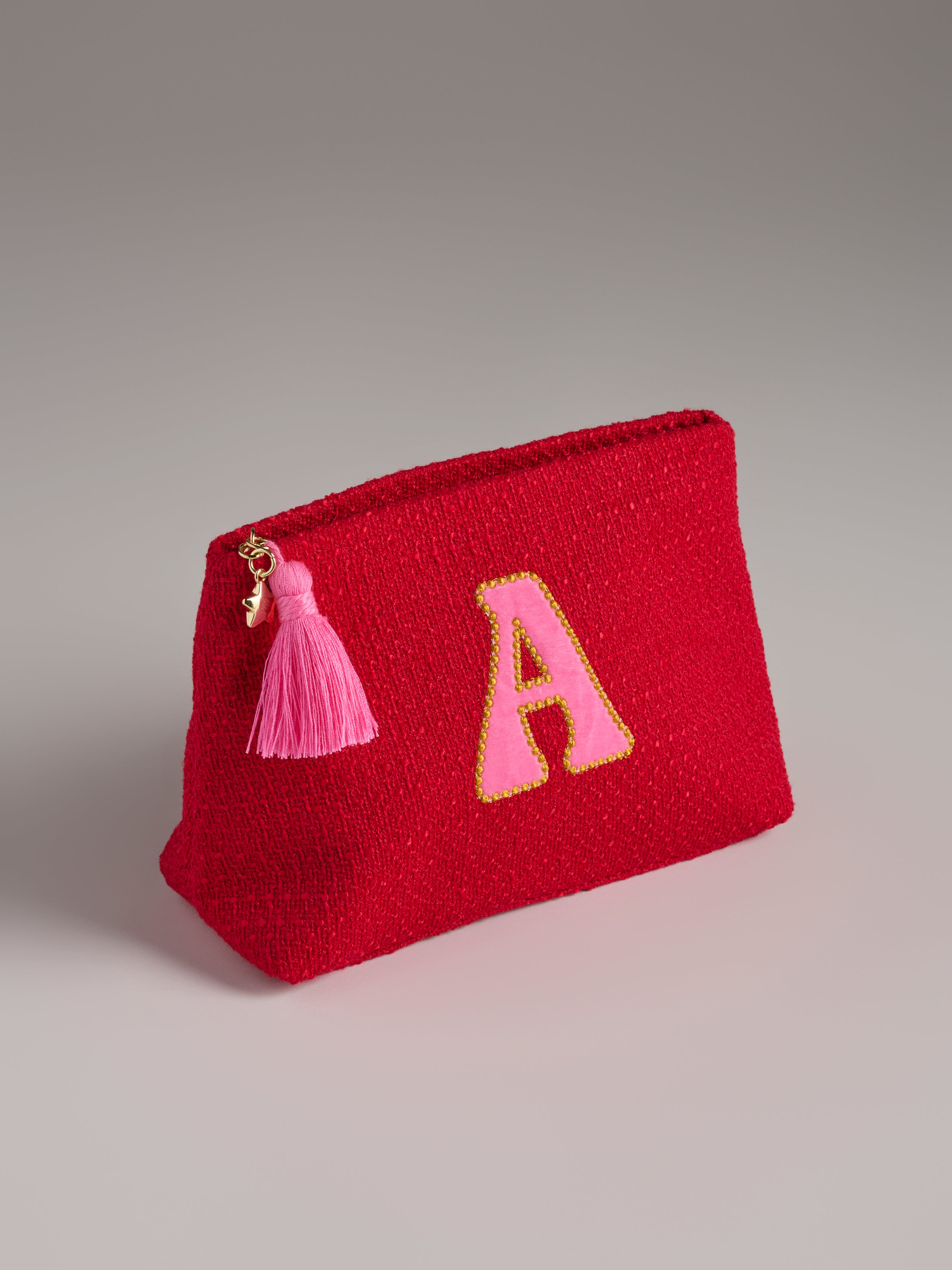 Shiraleah "A" Mara Initial Zip Pouch, Red
