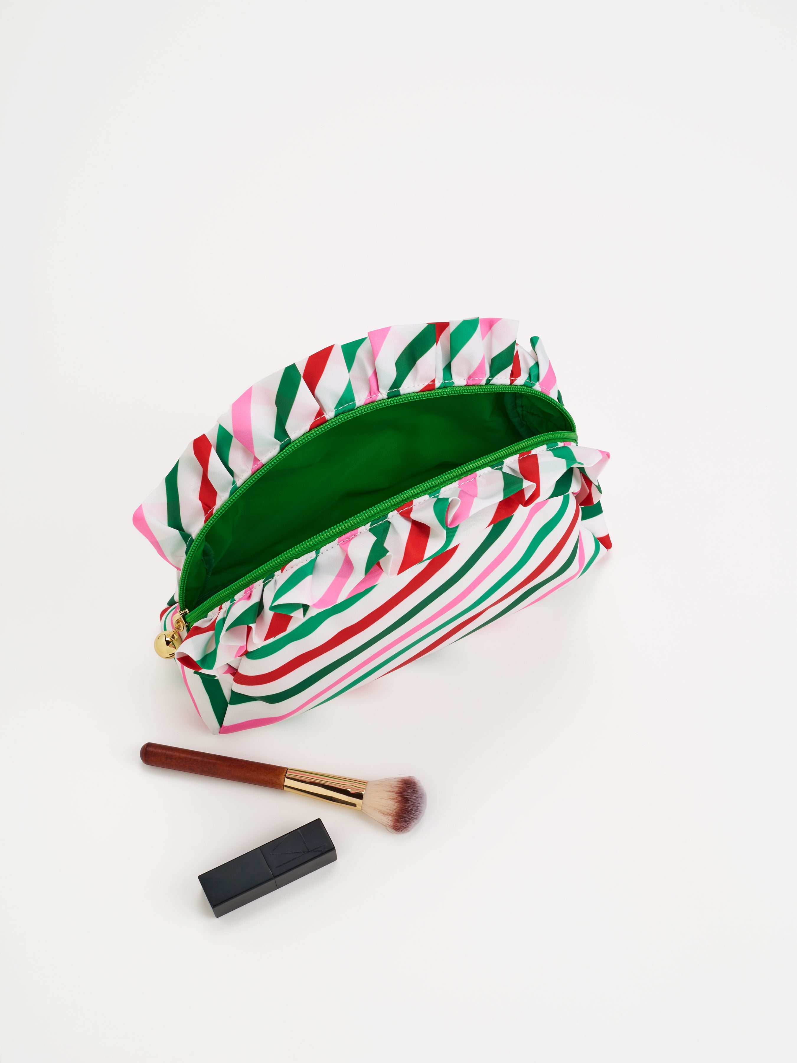Shiraleah Candy Stripes Large Ruffle Zip Pouch, Multi