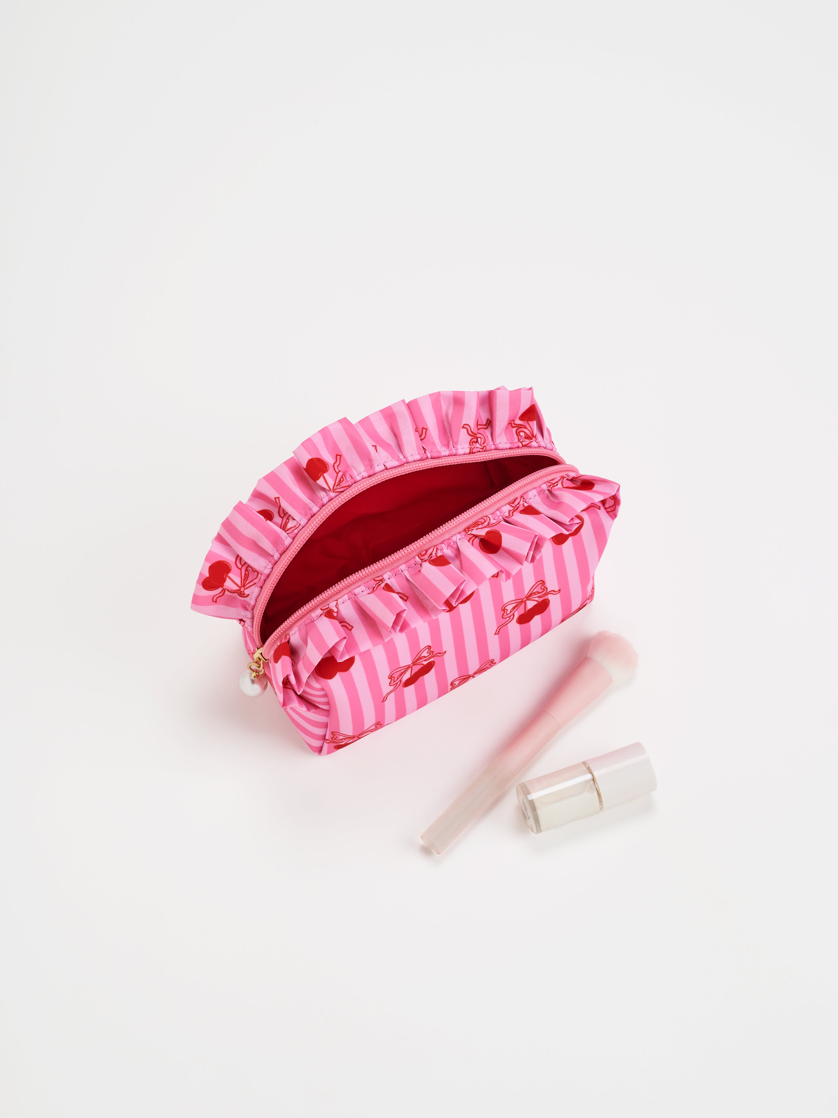 Shiraleah Cherry Small Boxy Zip Pouch, Pink