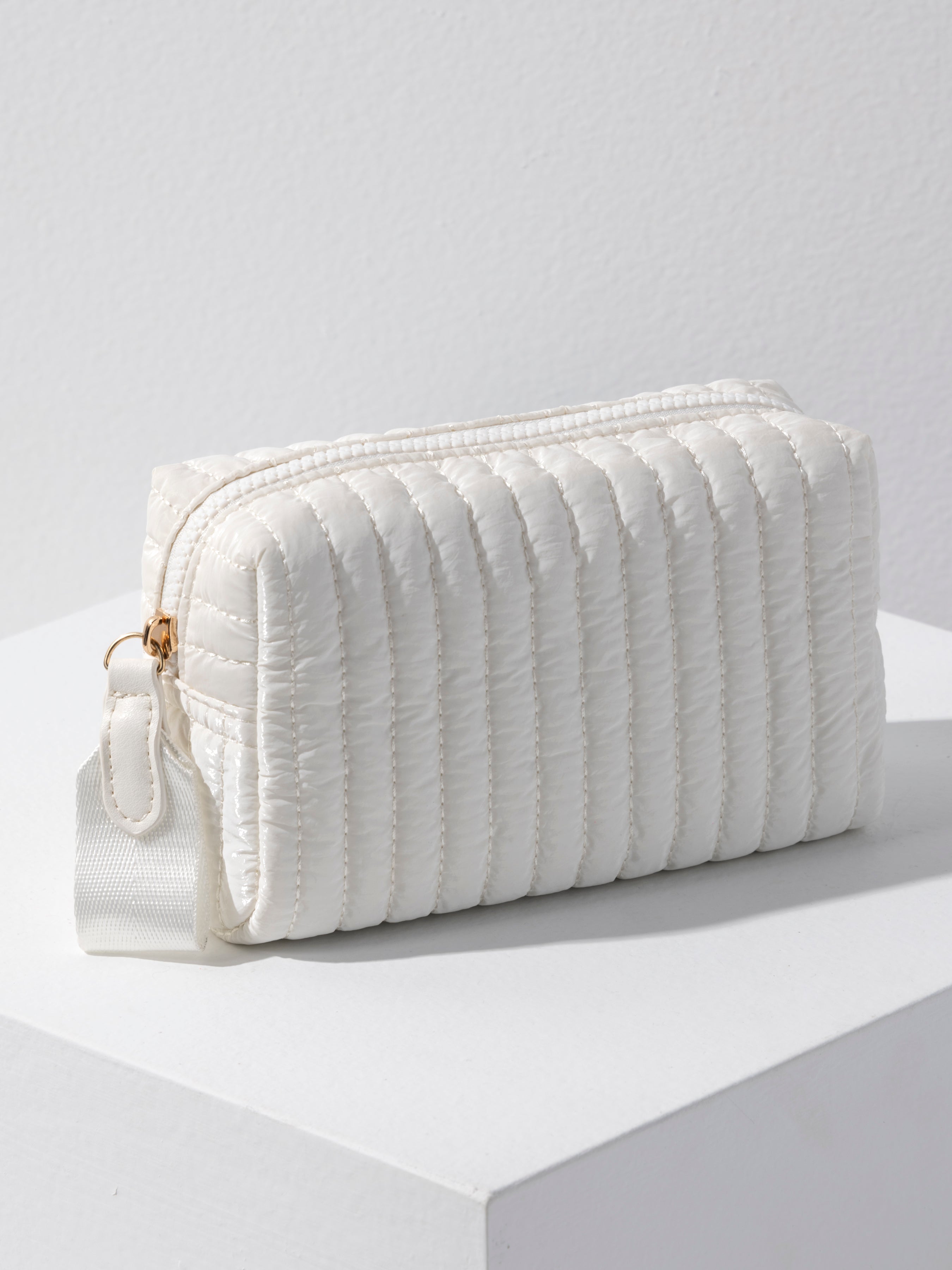Shiraleah Logan Small Boxy Cosmetic Pouch PEARL
