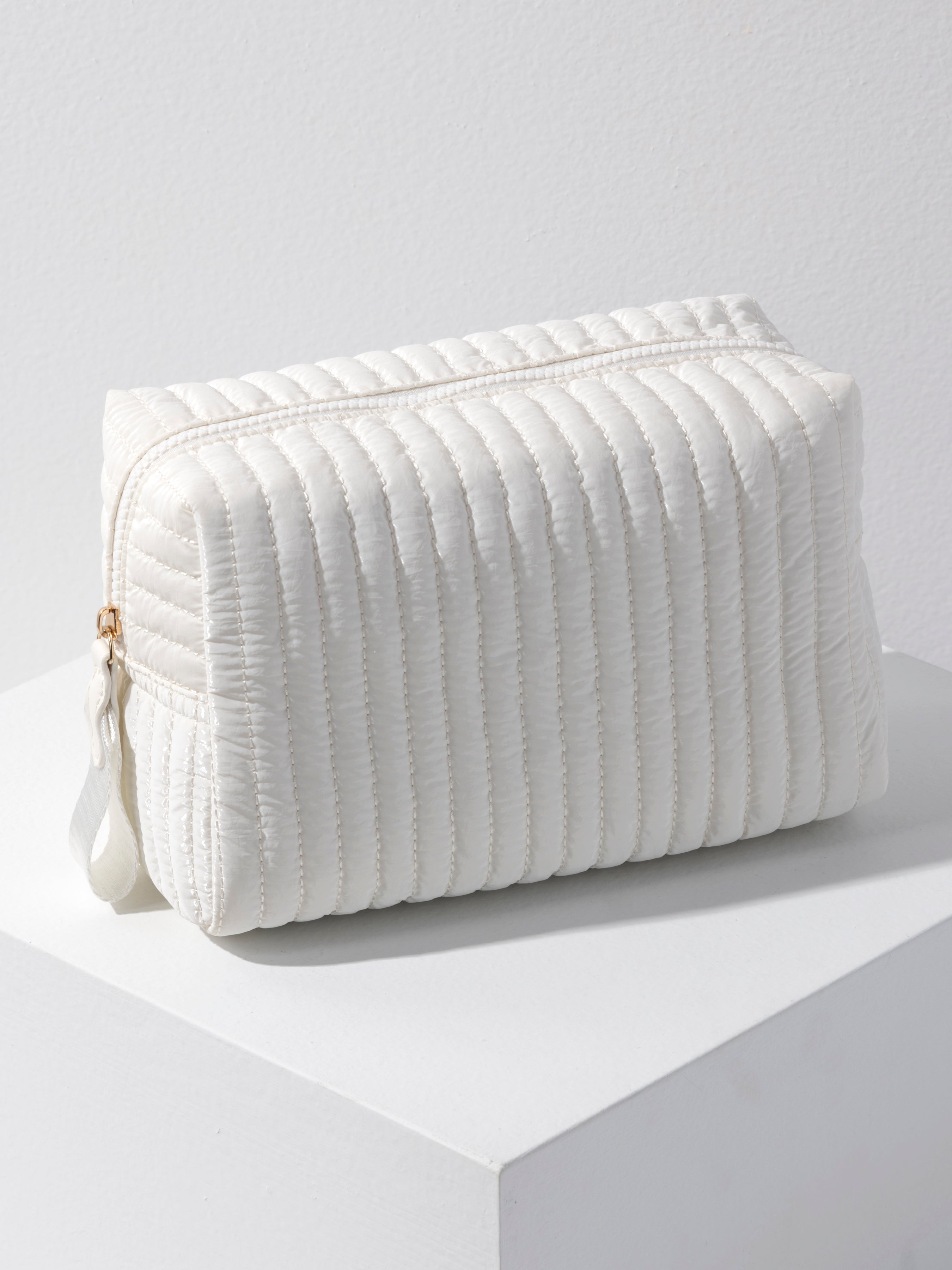 Shiraleah Logan Large Boxy Cosmetic Pouch PEARL