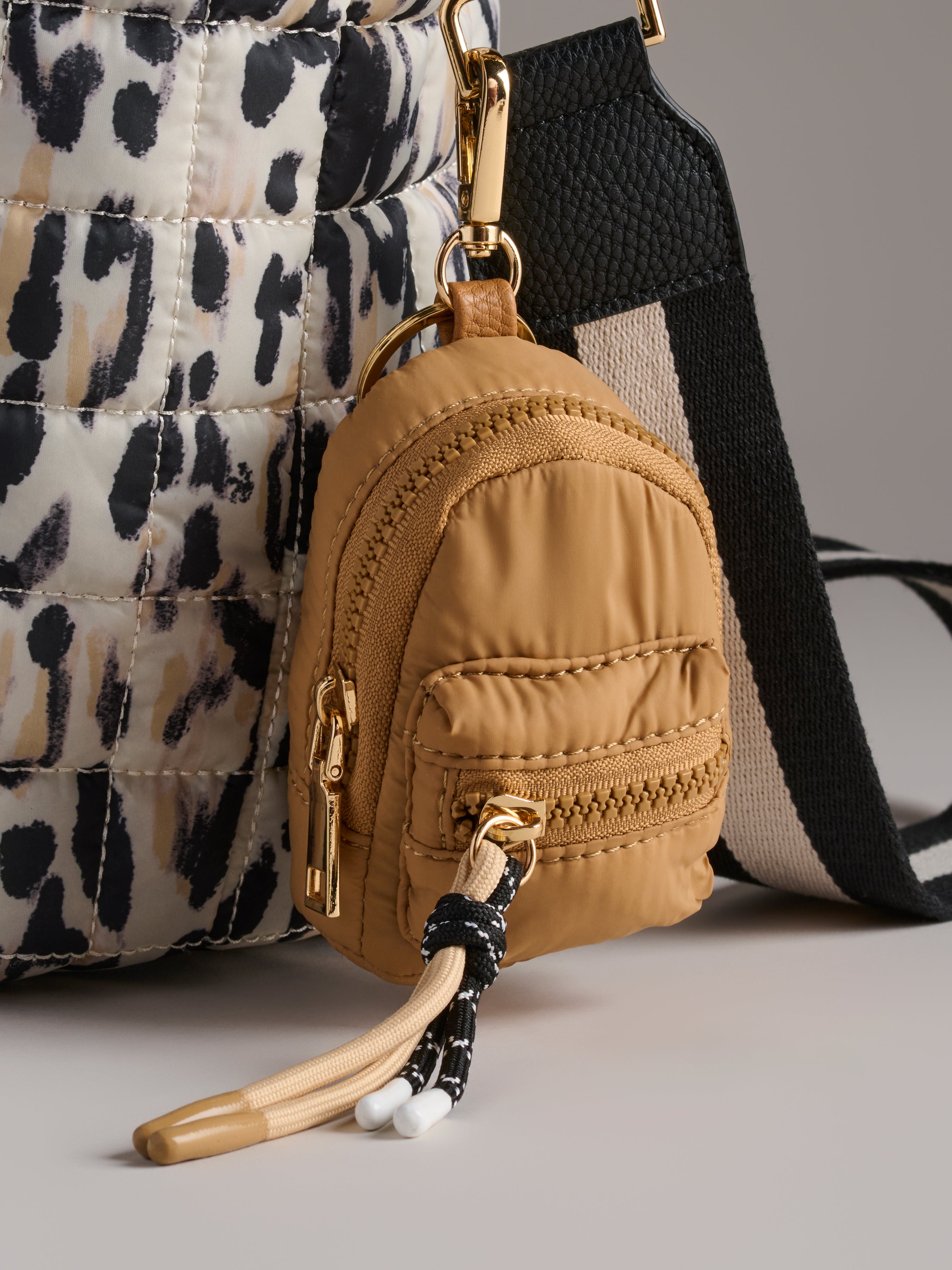 Shiraleah Ezra Mini Backpack Bag Charm TAN