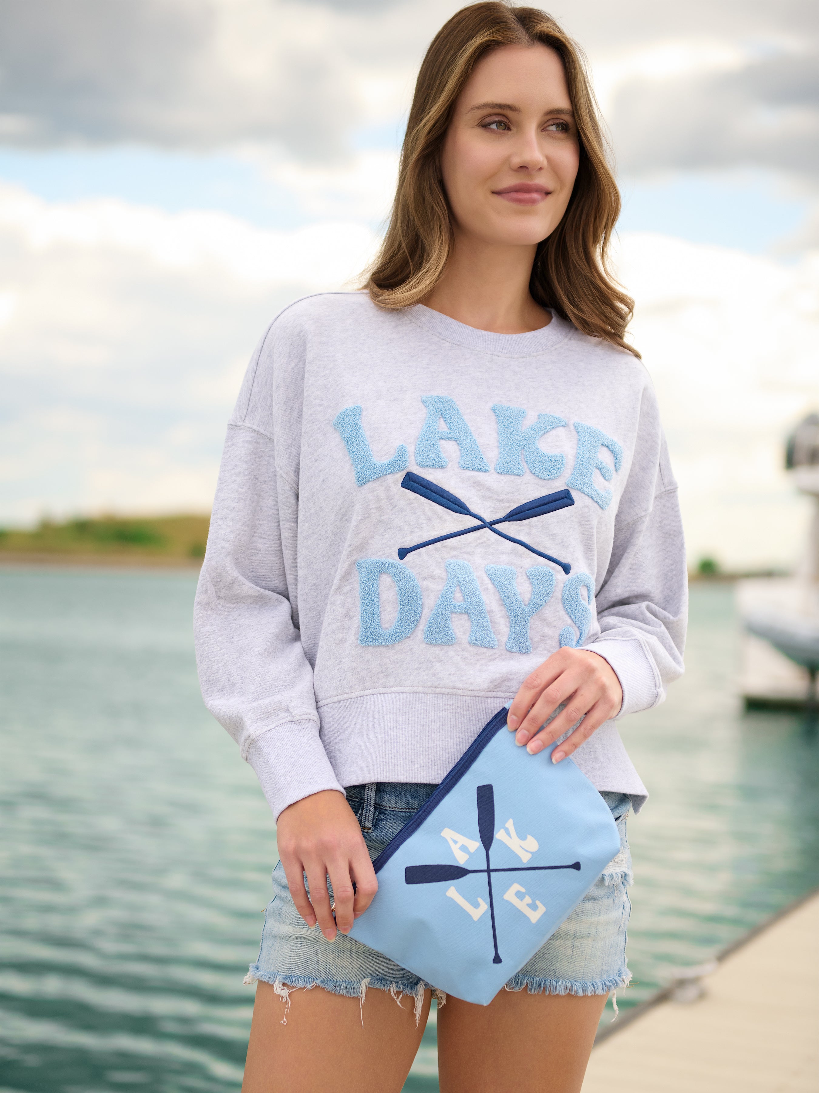 Shiraleah "Lake" Oars Zip Pouch, Blue