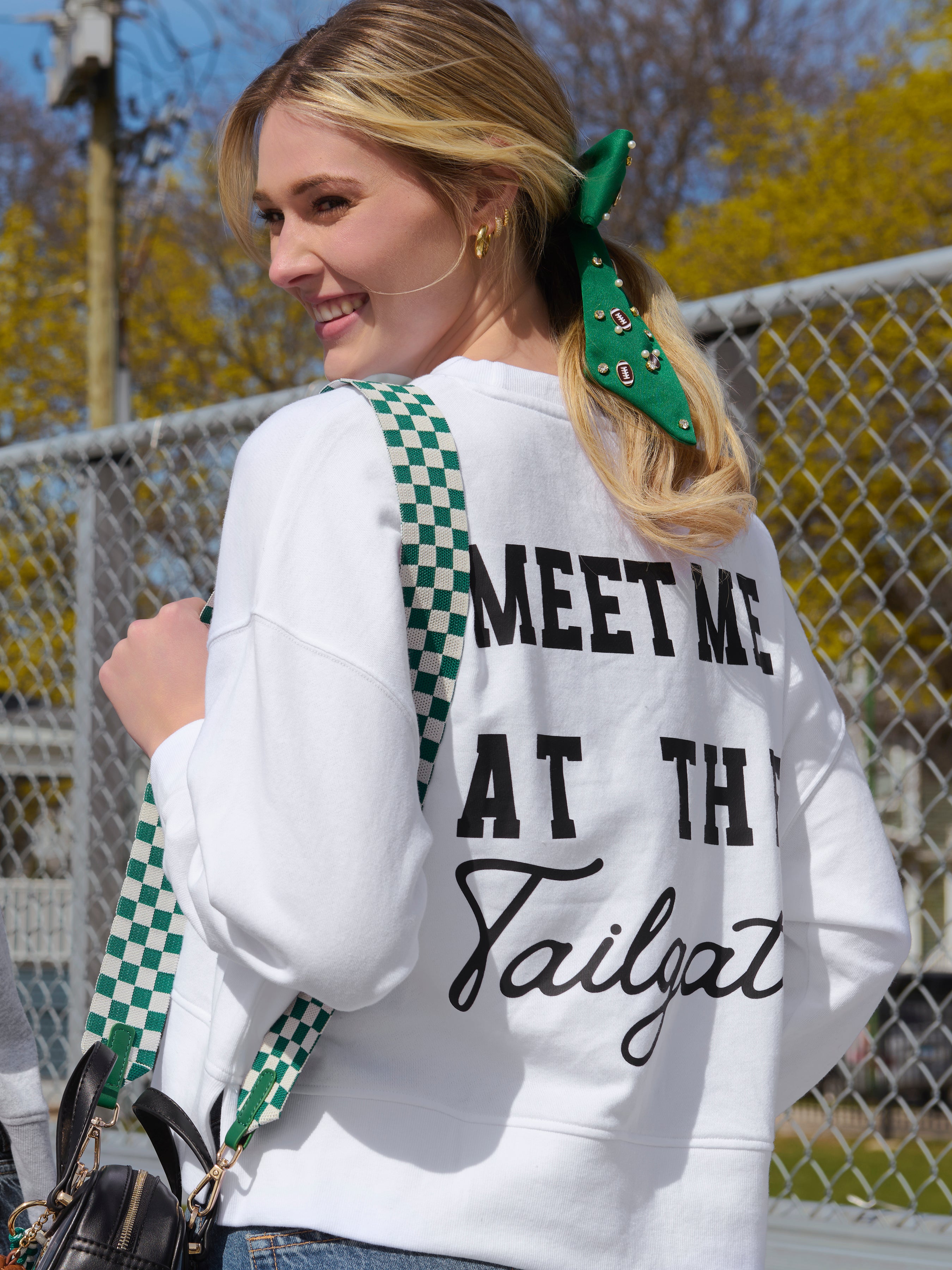 Shiraleah Checkered Game Day Strap Green