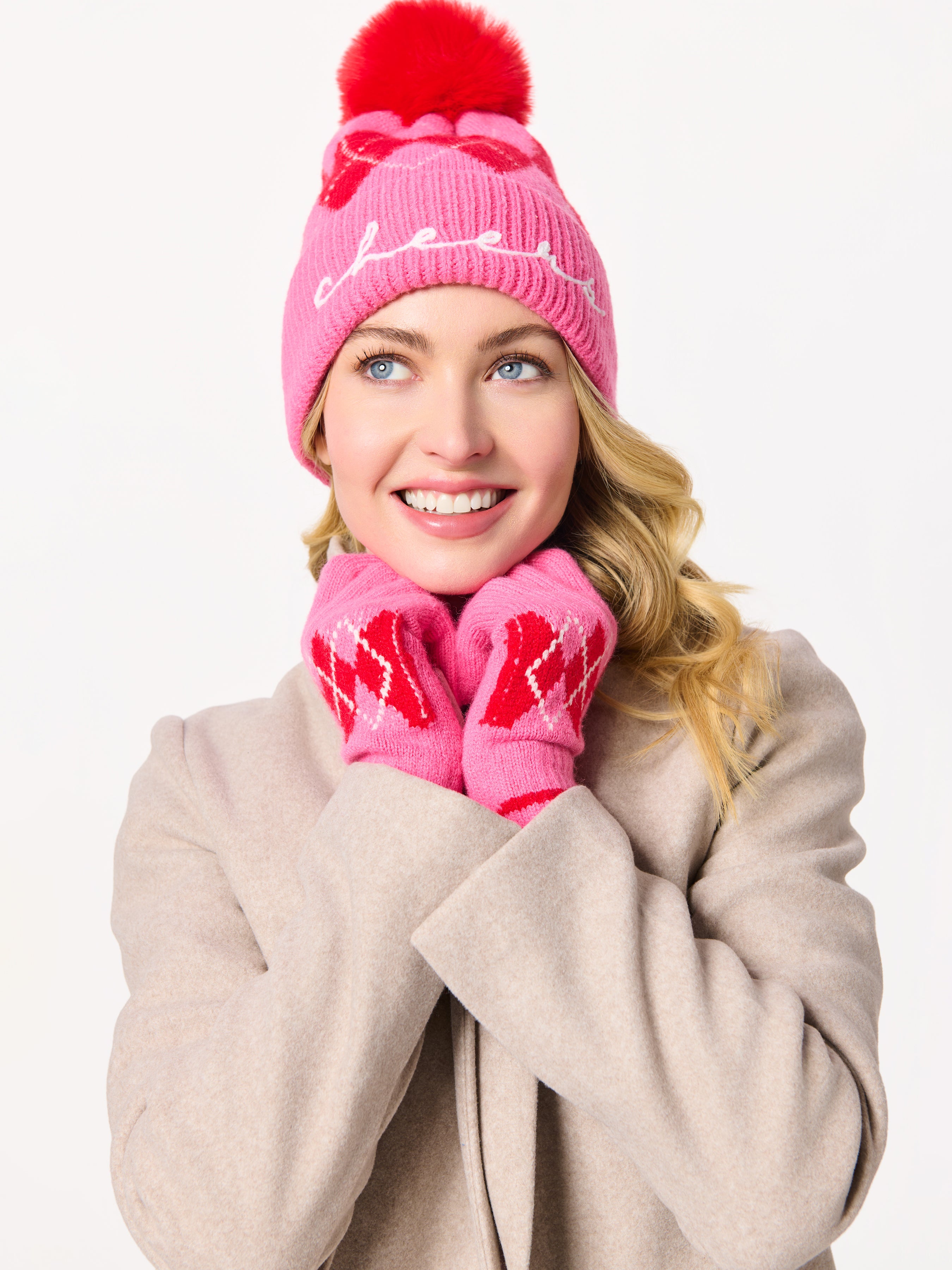 Shiraleah Argyle Touchscreen Gloves PINK / OS