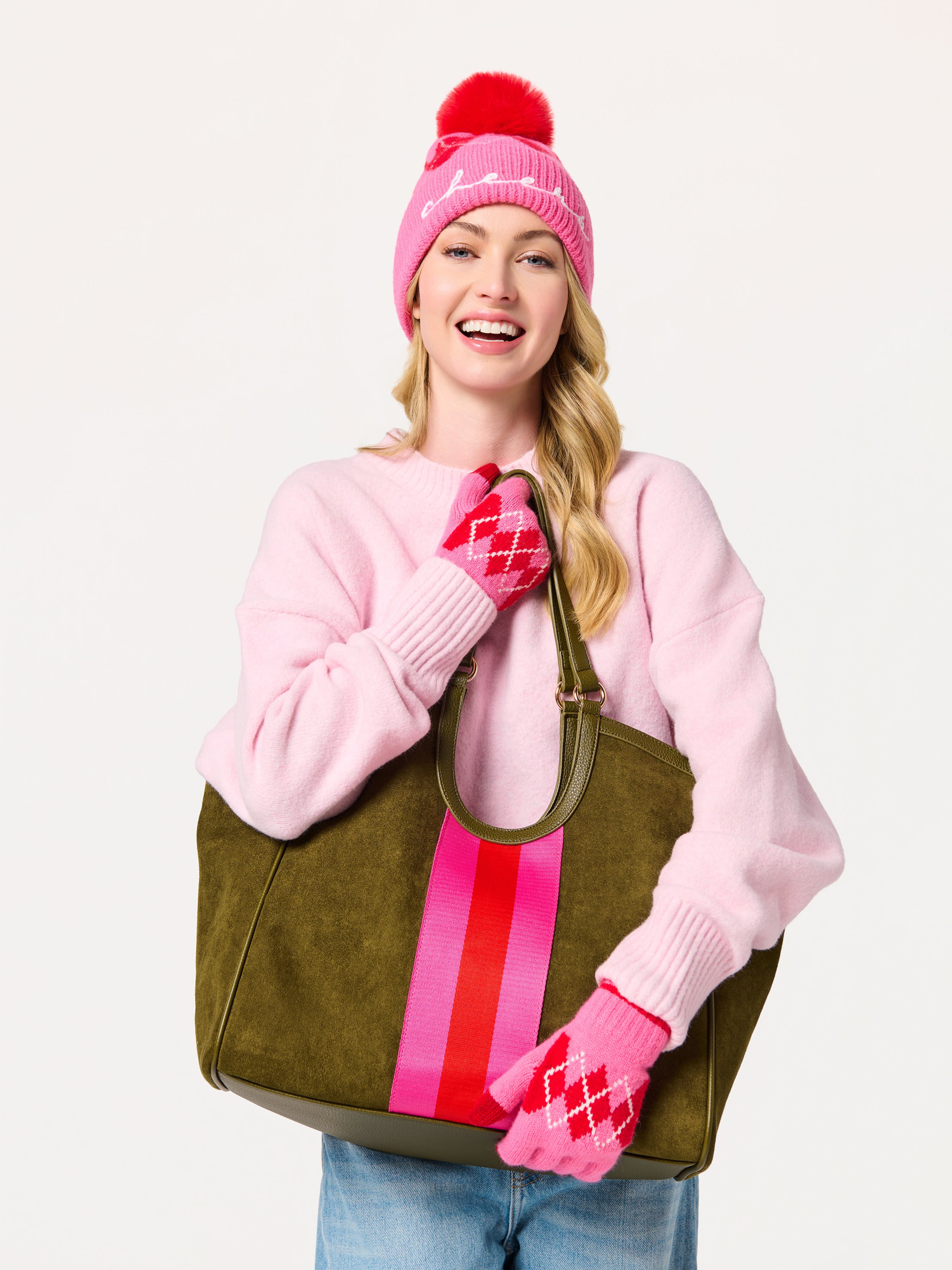 Shiraleah Argyle Touchscreen Gloves PINK / OS