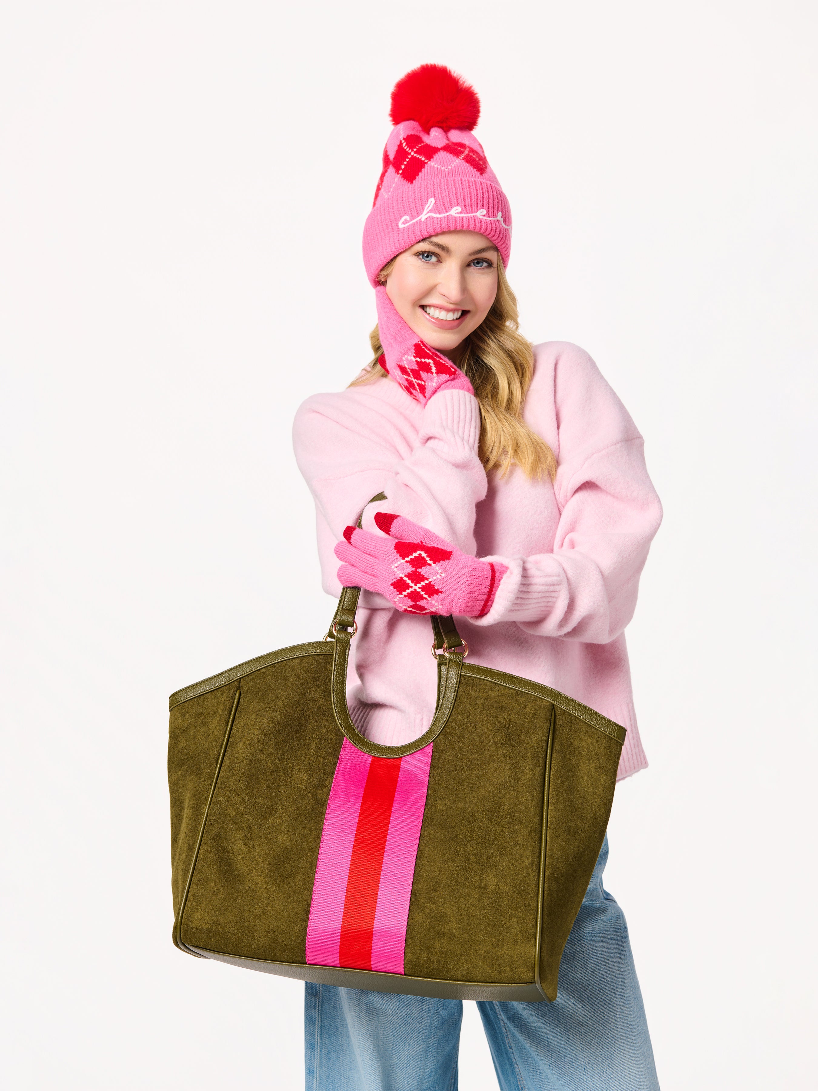 Shiraleah Argyle Touchscreen Gloves PINK / OS