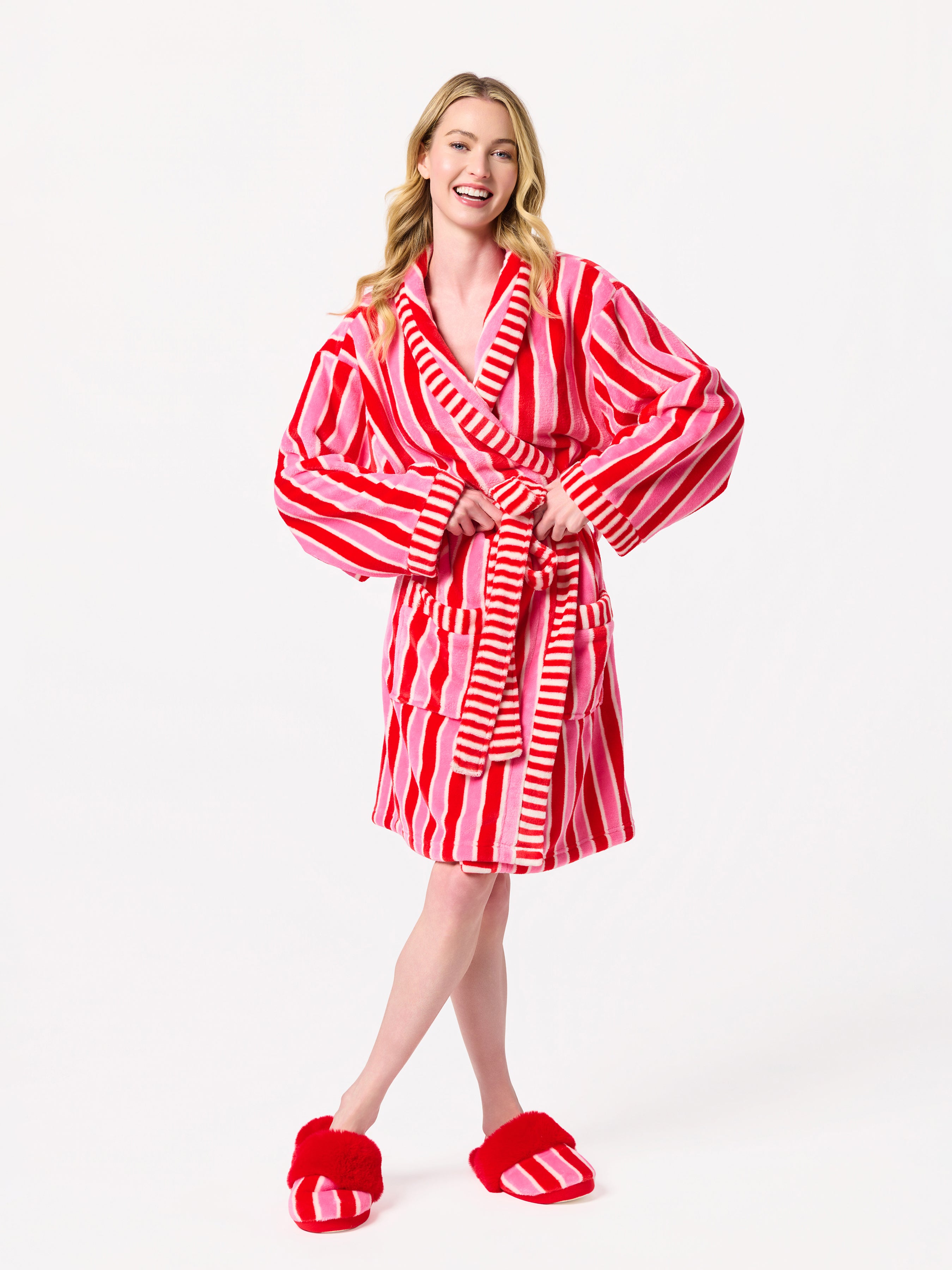 Shiraleah Holly Stripe Robe RED / S/M
