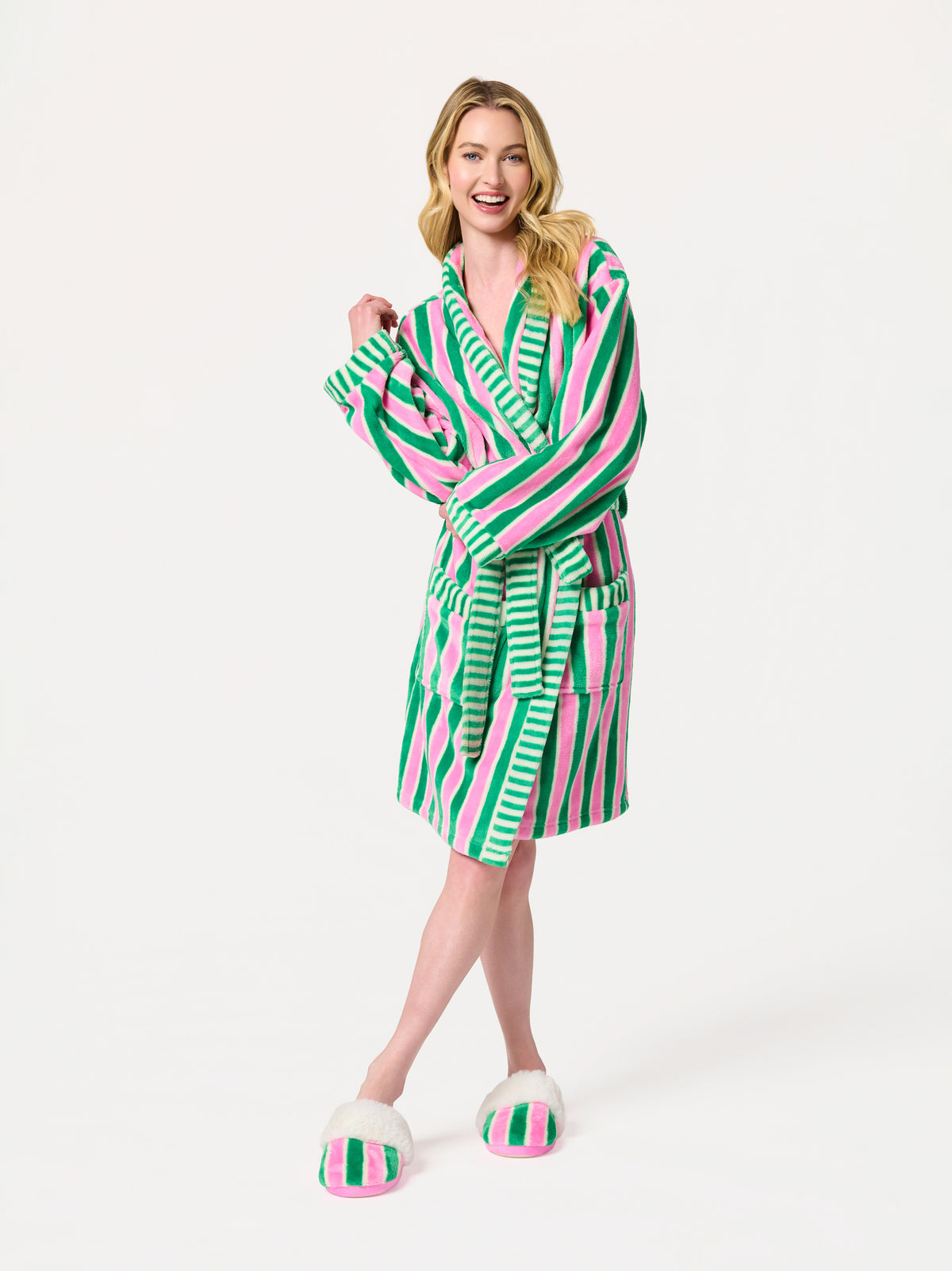 Shiraleah Holly Stripe Robe GREEN / S/M