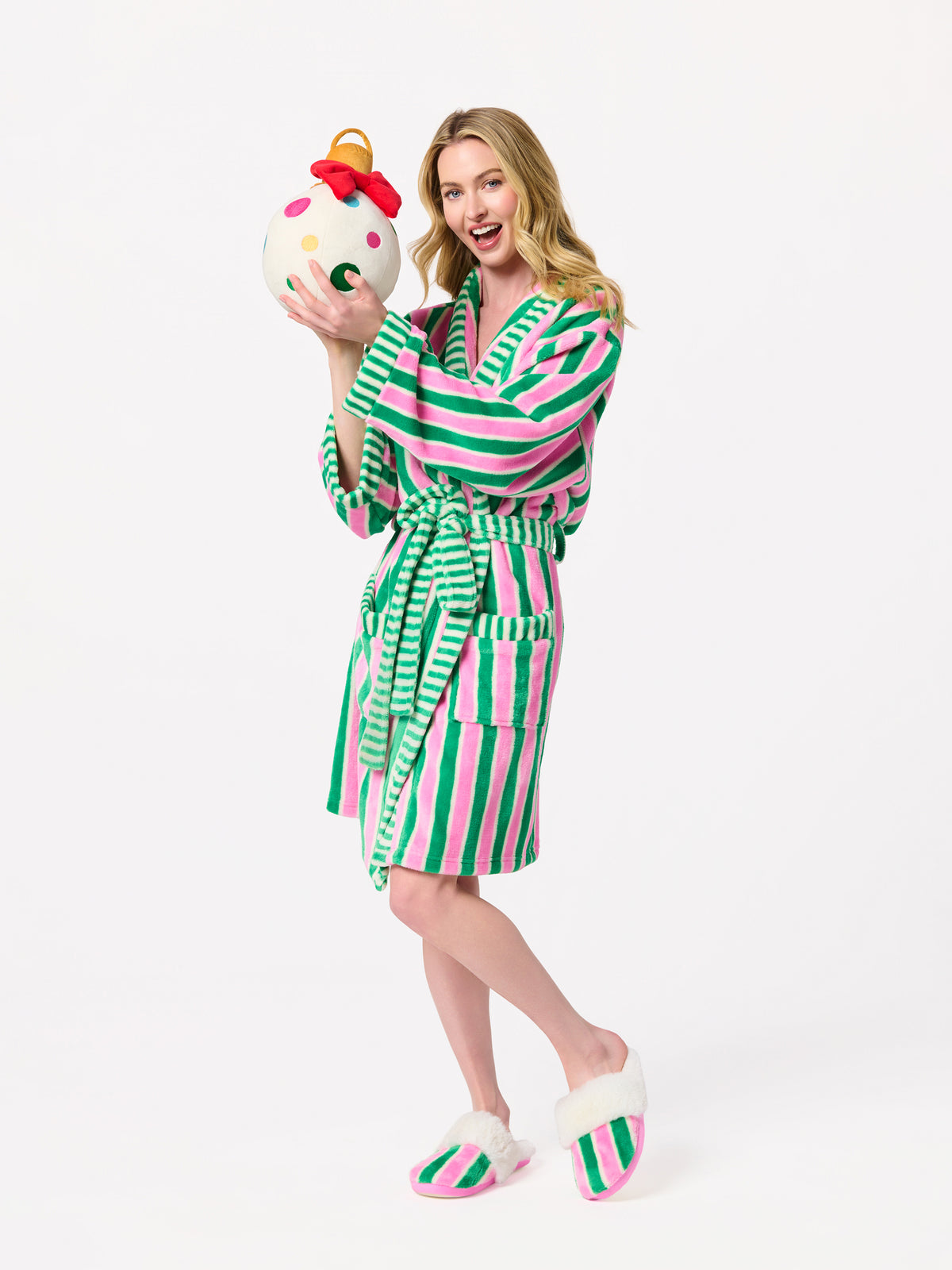 Shiraleah Holly Stripe Robe GREEN / S/M