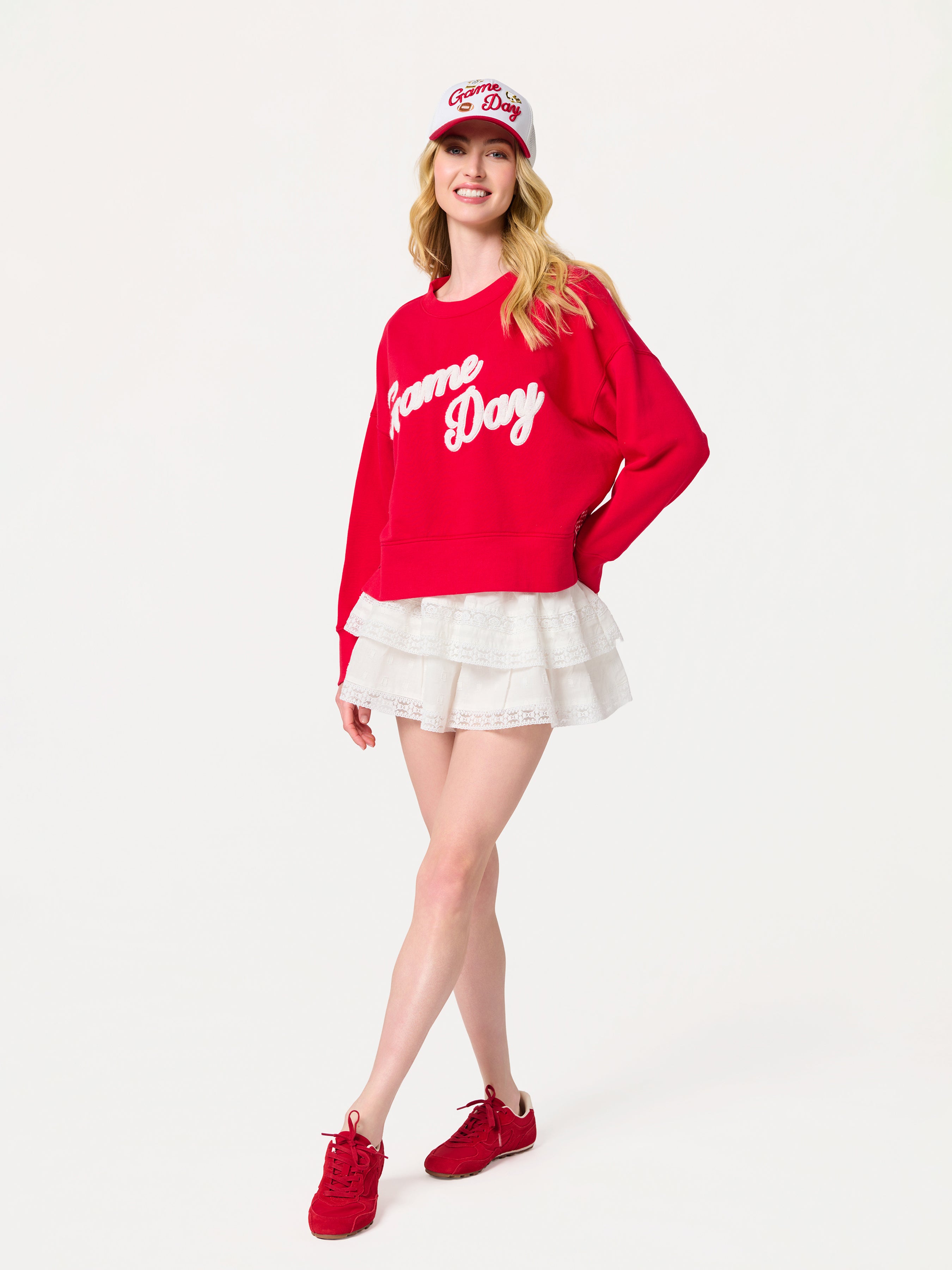 Shiraleah "Game Day" Relaxed Sweatshirt RED / EXTRA SMALL