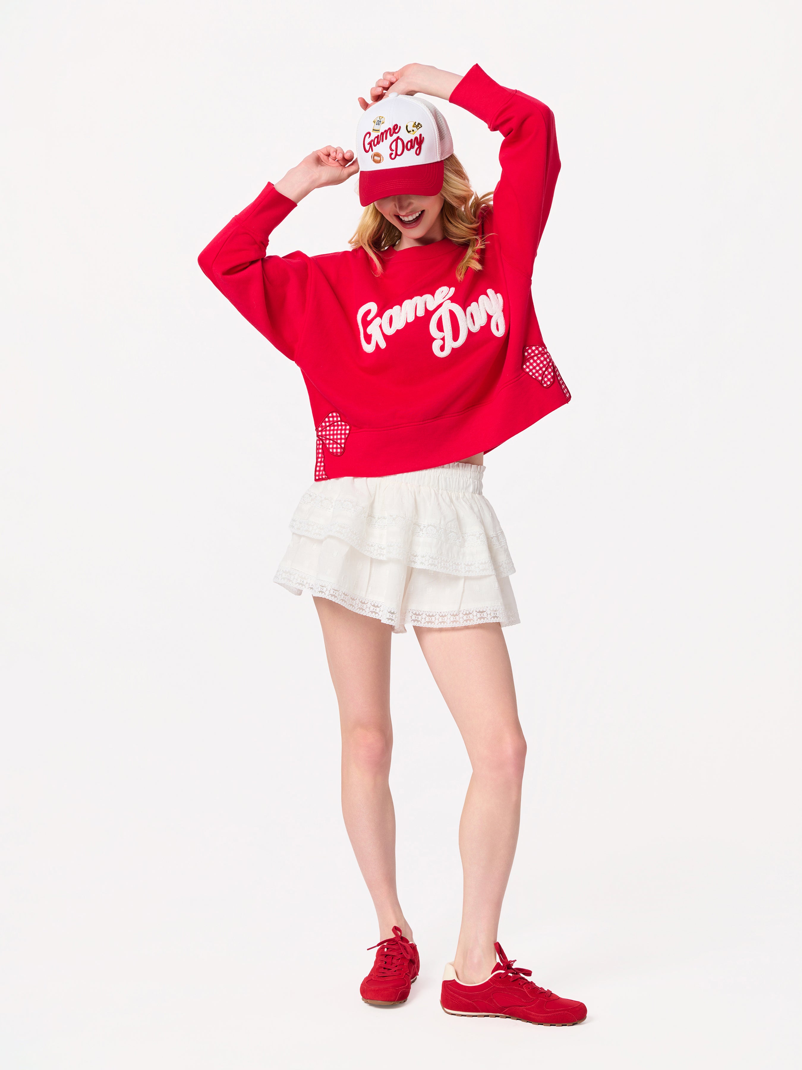 Shiraleah "Game Day" Relaxed Sweatshirt RED / EXTRA SMALL