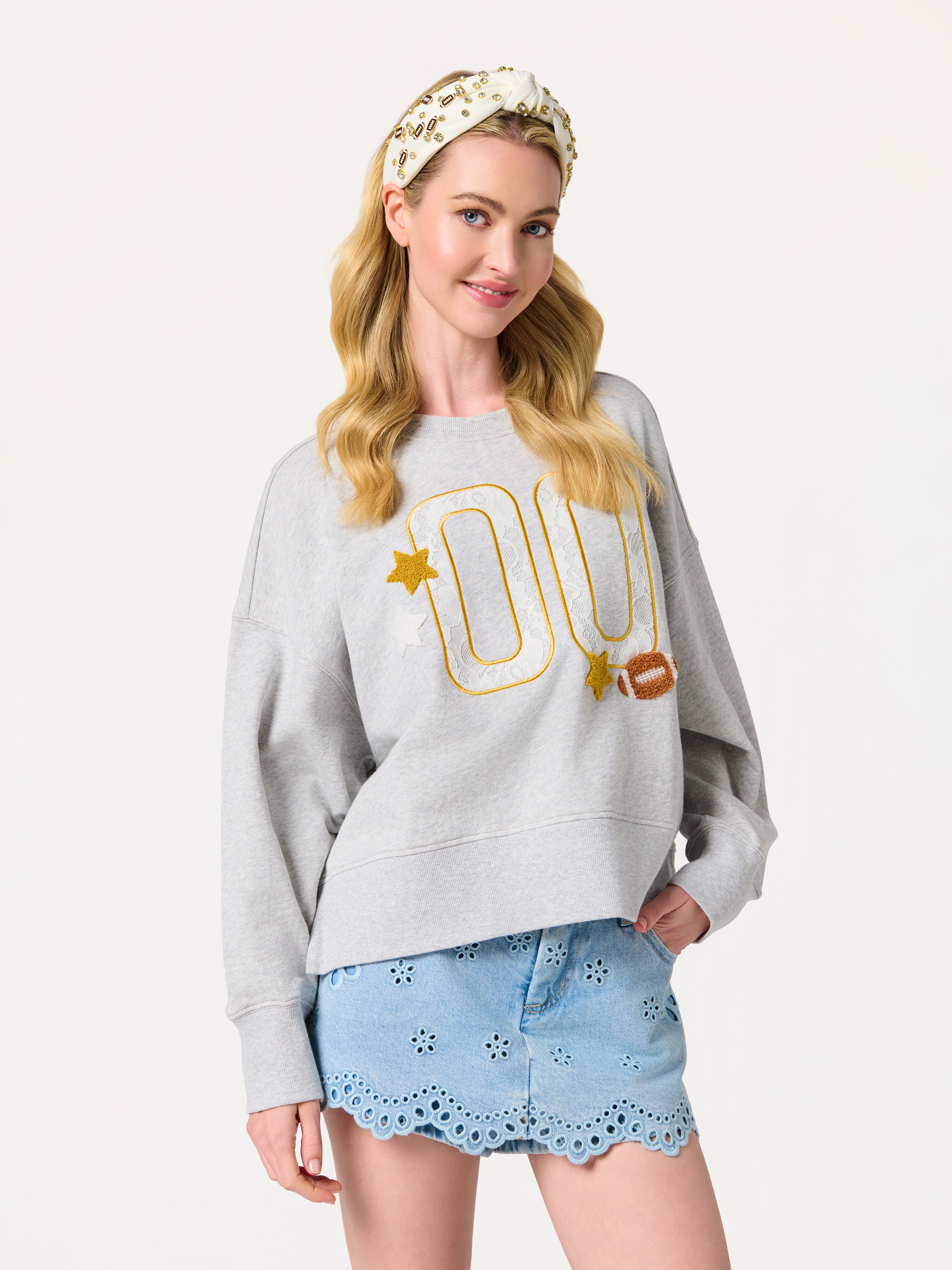 Shiraleah "00" Varsity Relaxed Sweatshirt GREY / EXTRA SMALL