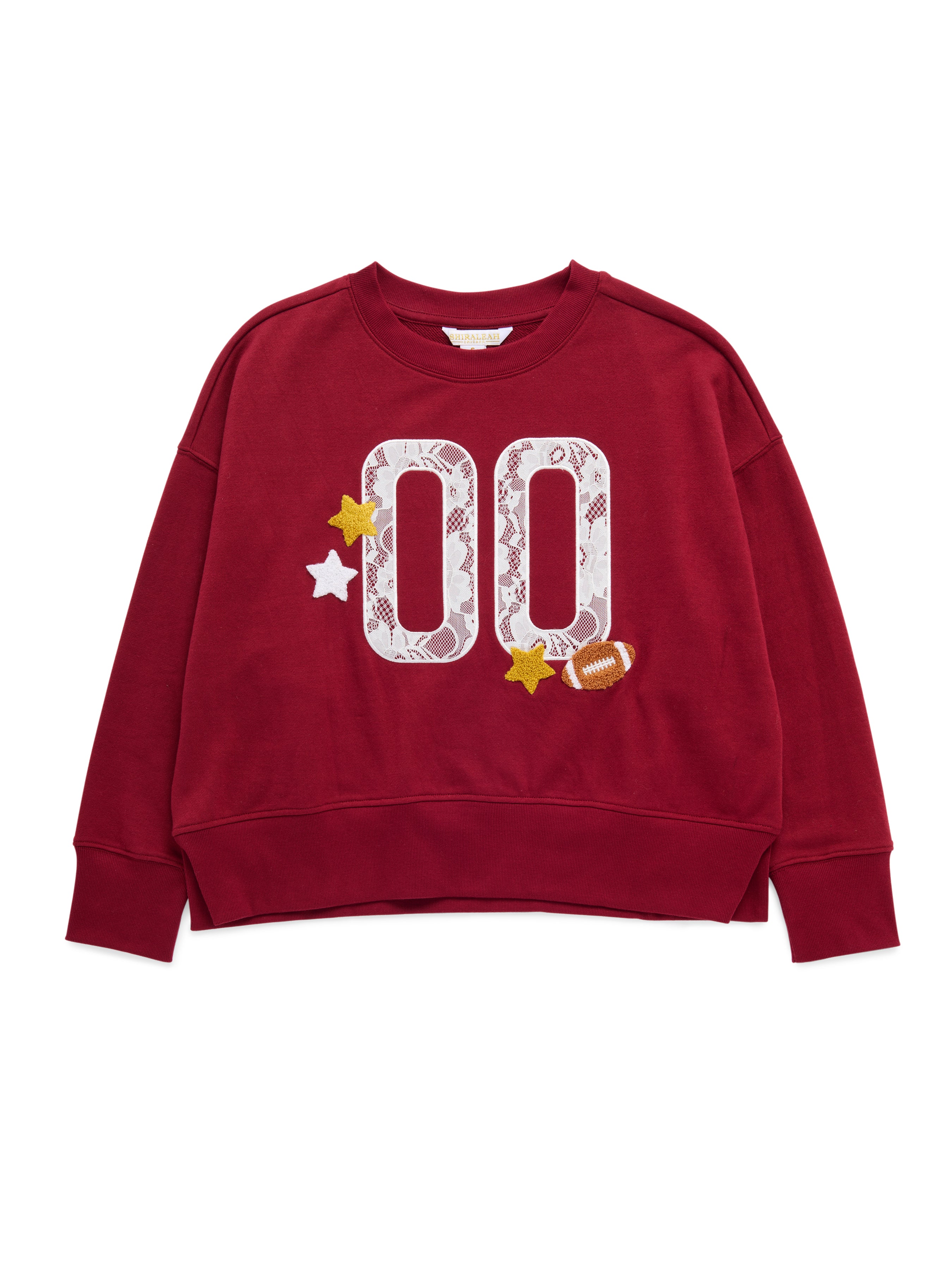 Shiraleah "00" Varsity Relaxed Sweatshirt MAROON / EXTRA SMALL
