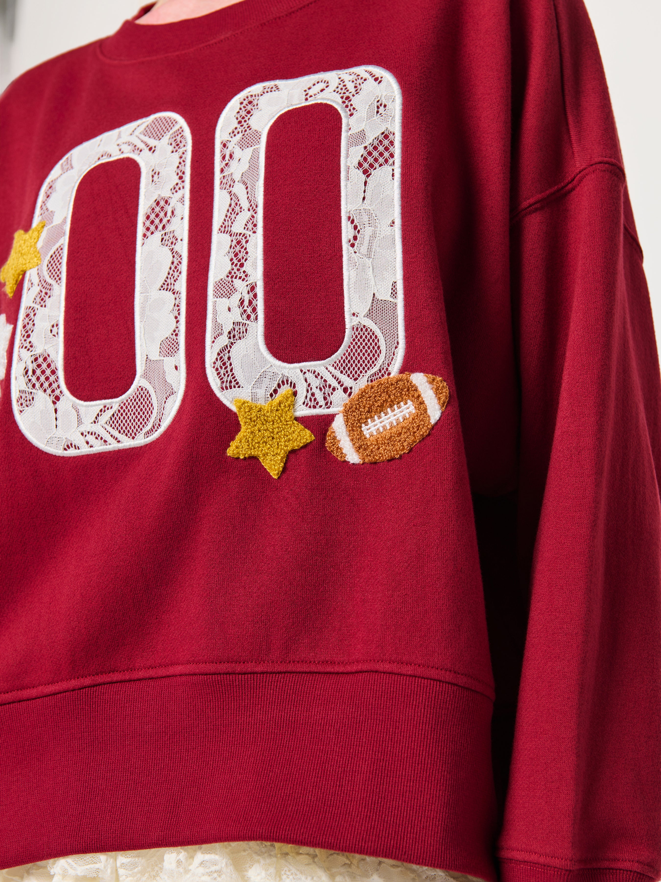 Shiraleah "00" Varsity Relaxed Sweatshirt MAROON / EXTRA SMALL