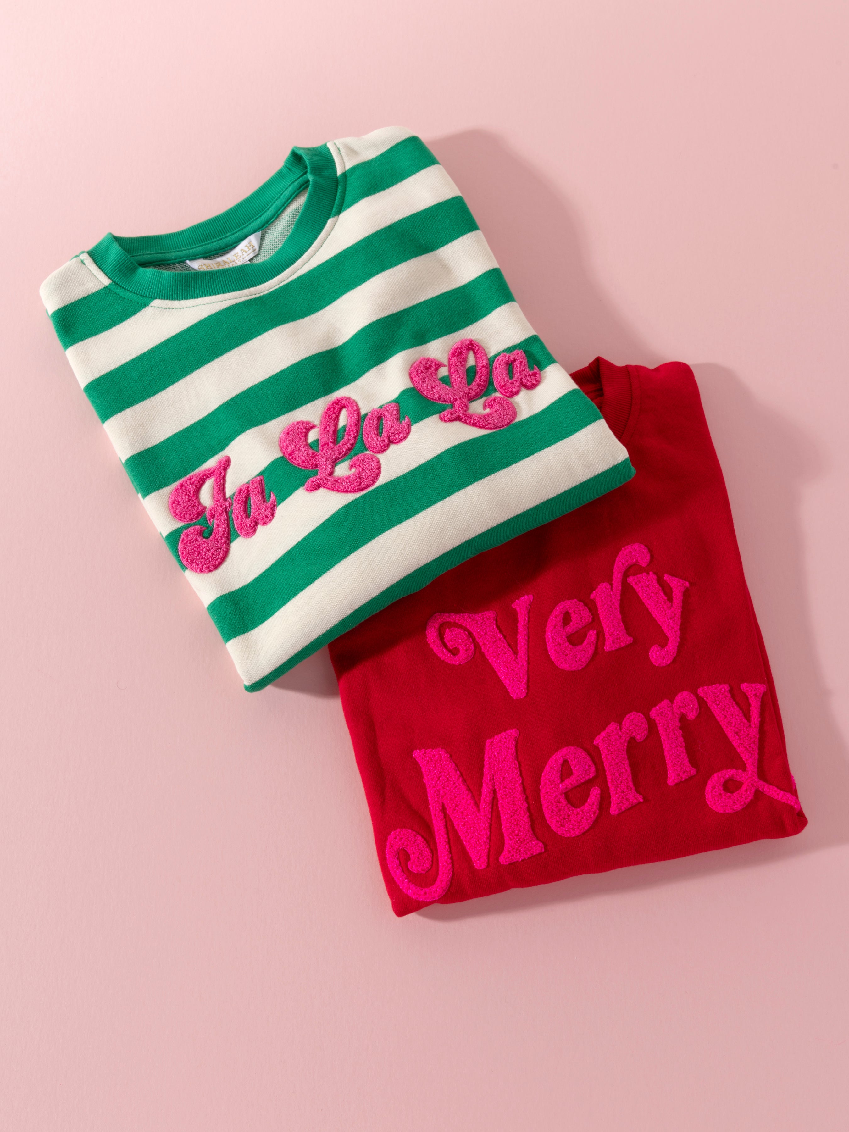 Shiraleah "Fa La La" Stripe Classic Sweatshirt, Green