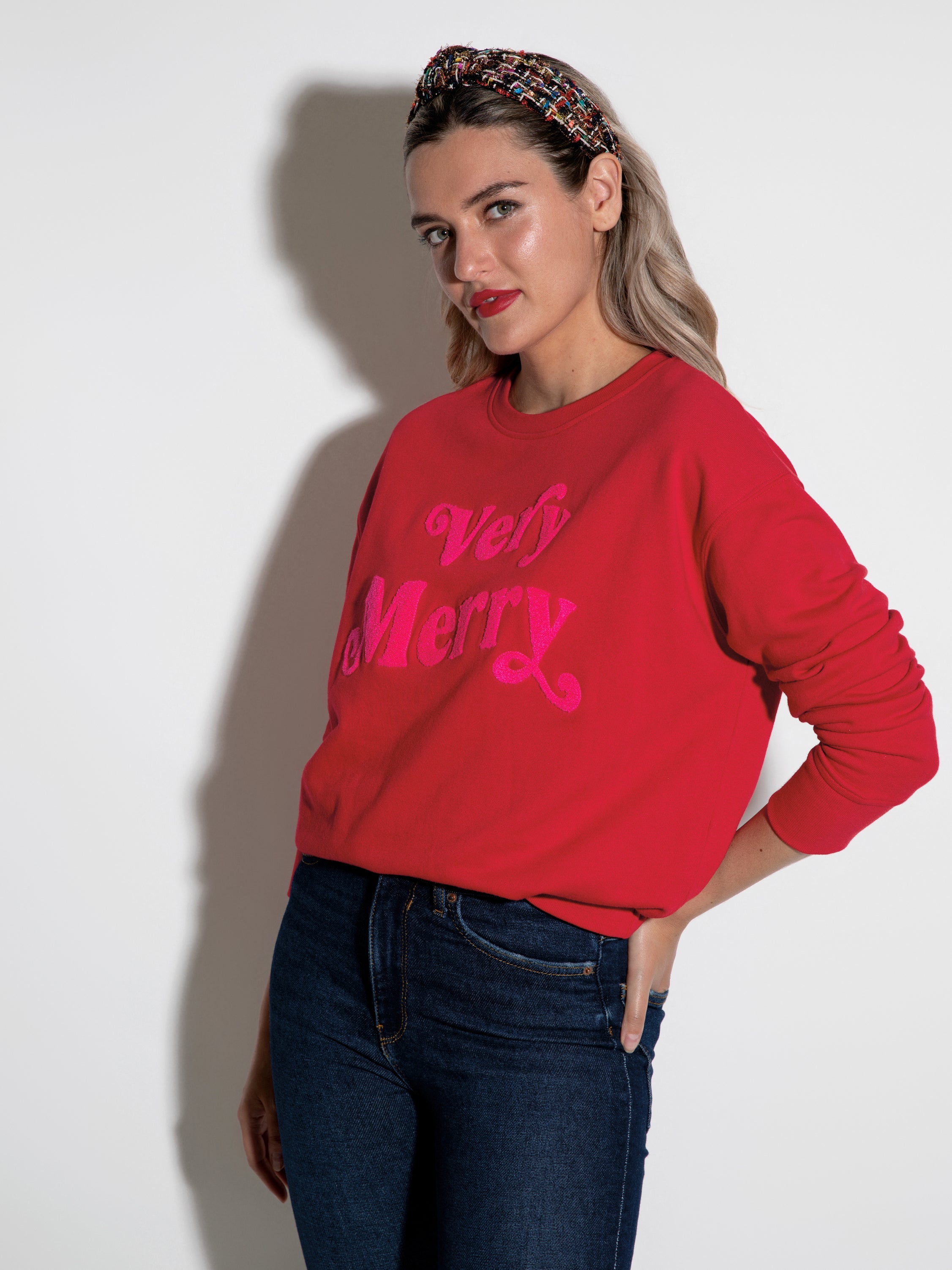 Shiraleah "Very Merry" Classic Sweatshirt, Red